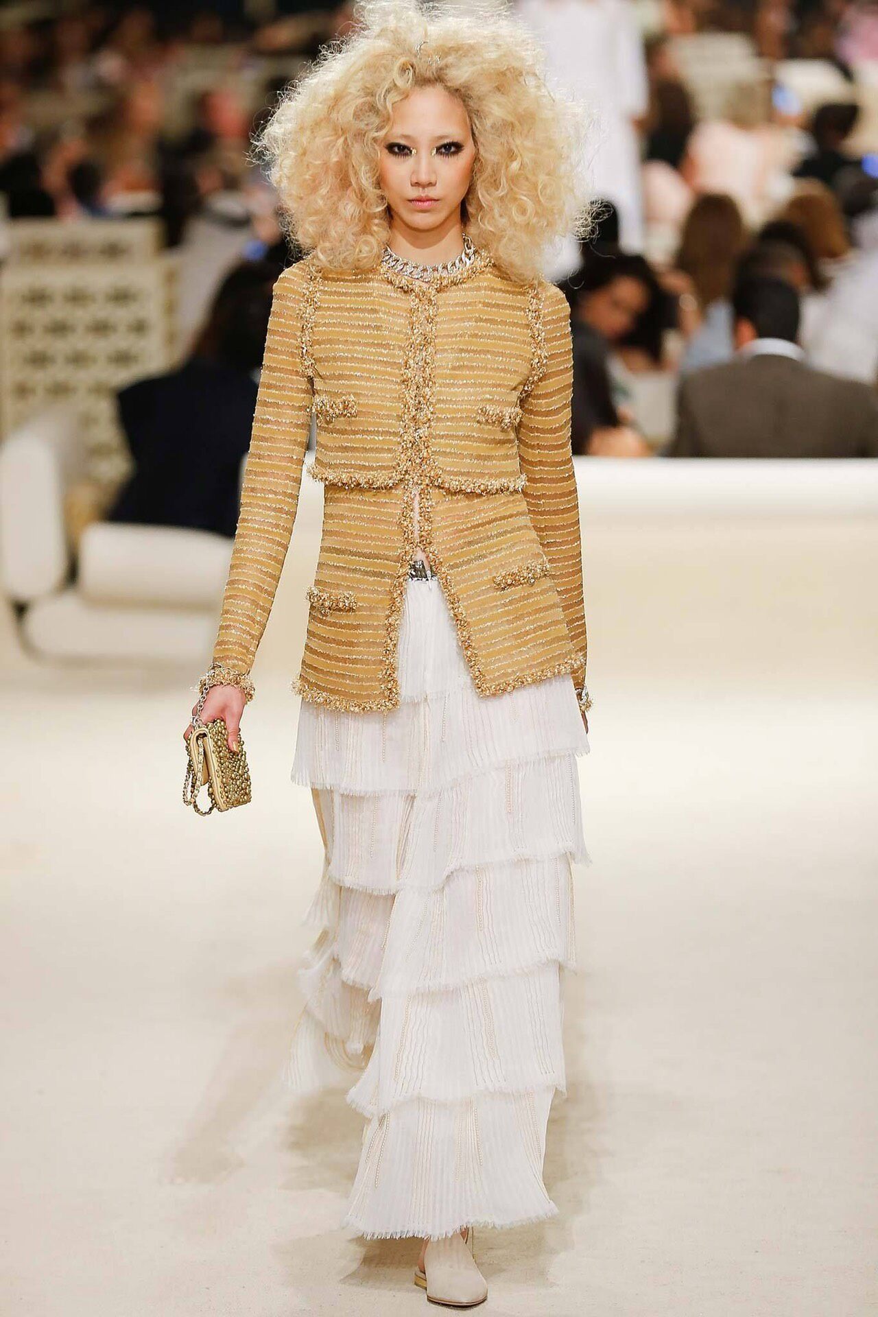 Chanel 2015 Dubai Runway Gold Lace Cardigan — back