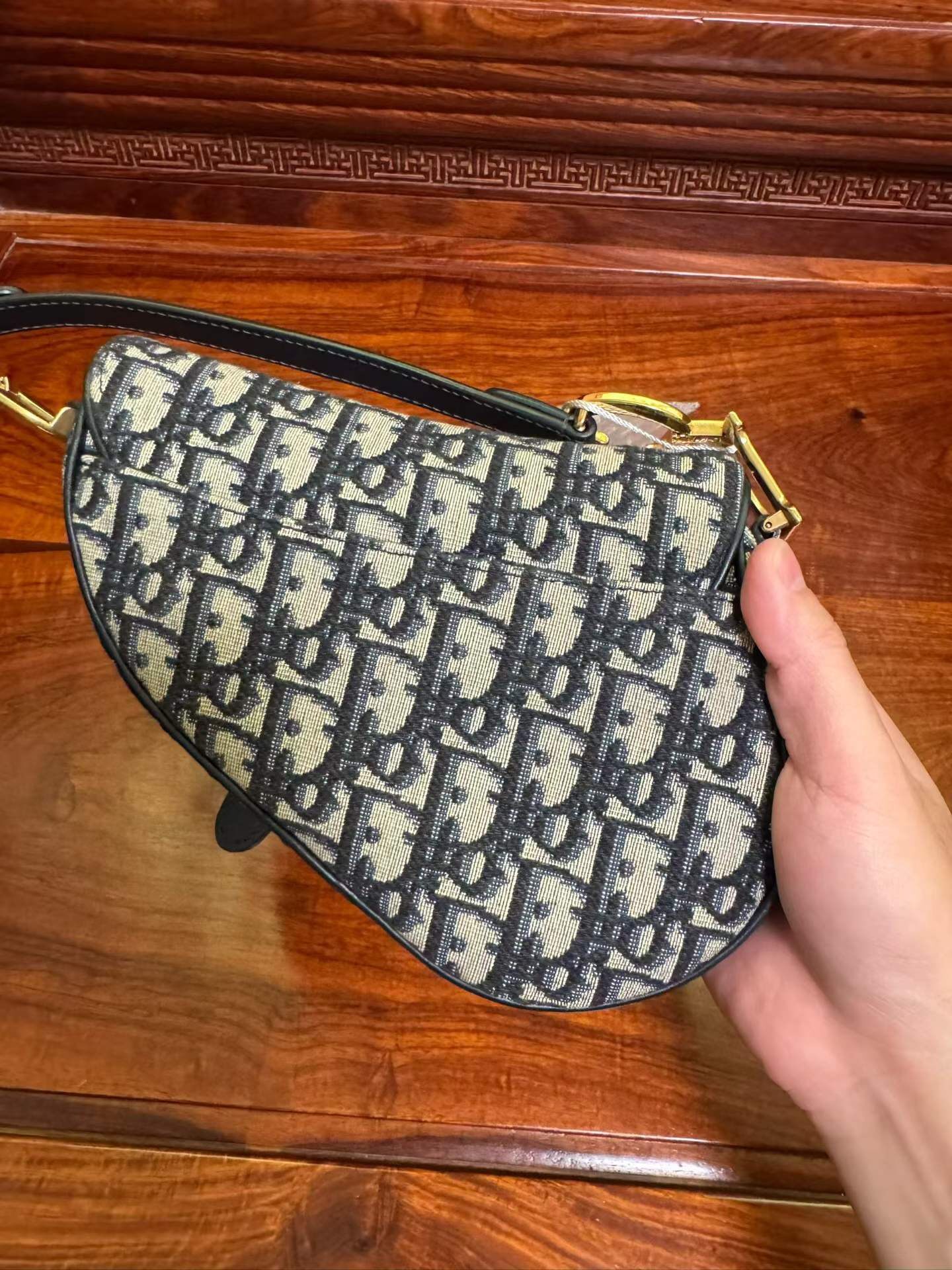 Dior Mini Monogram Saddle Bag — detail