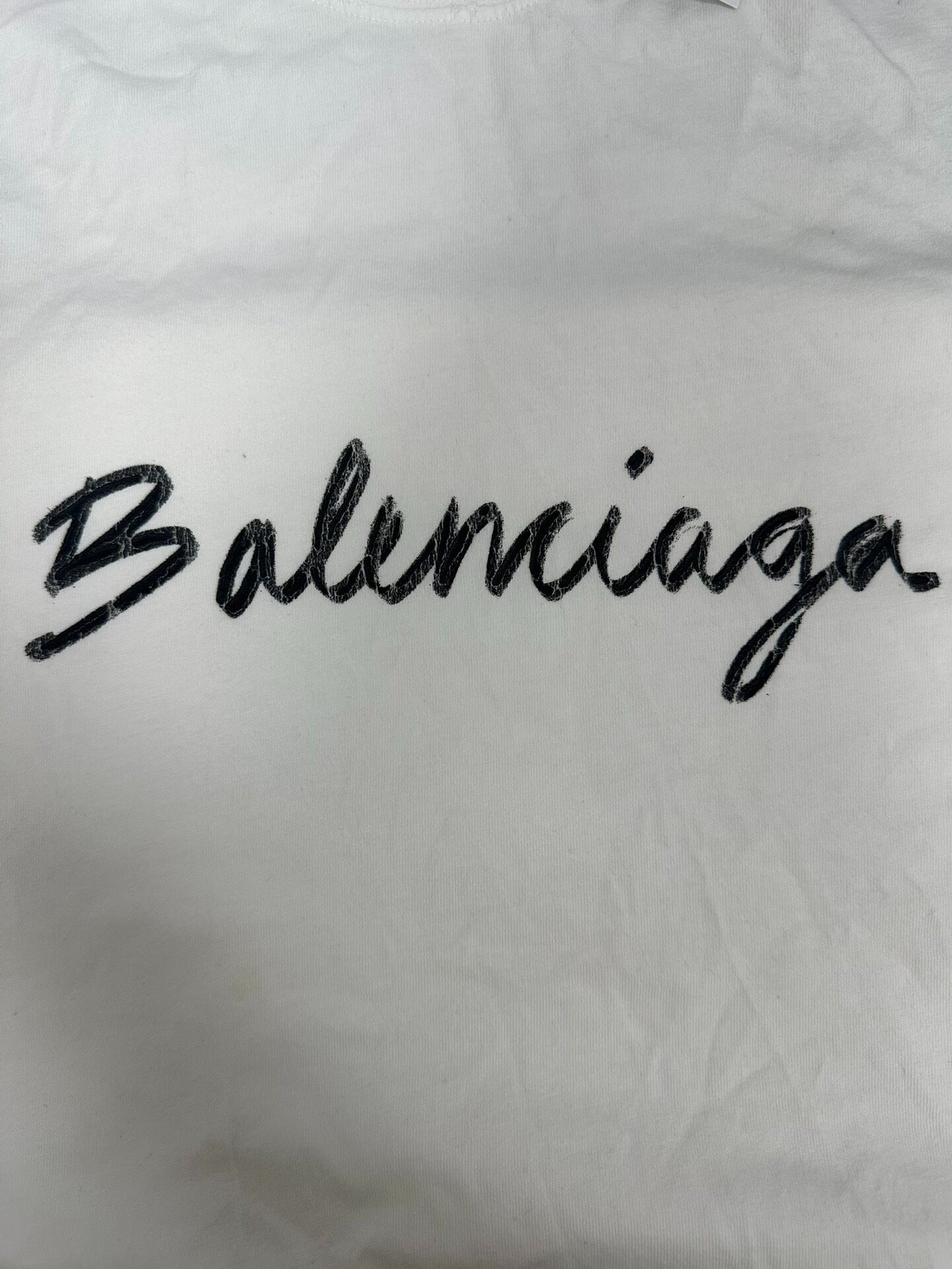 Balenciaga Women’s White Logo Short Tee — detail