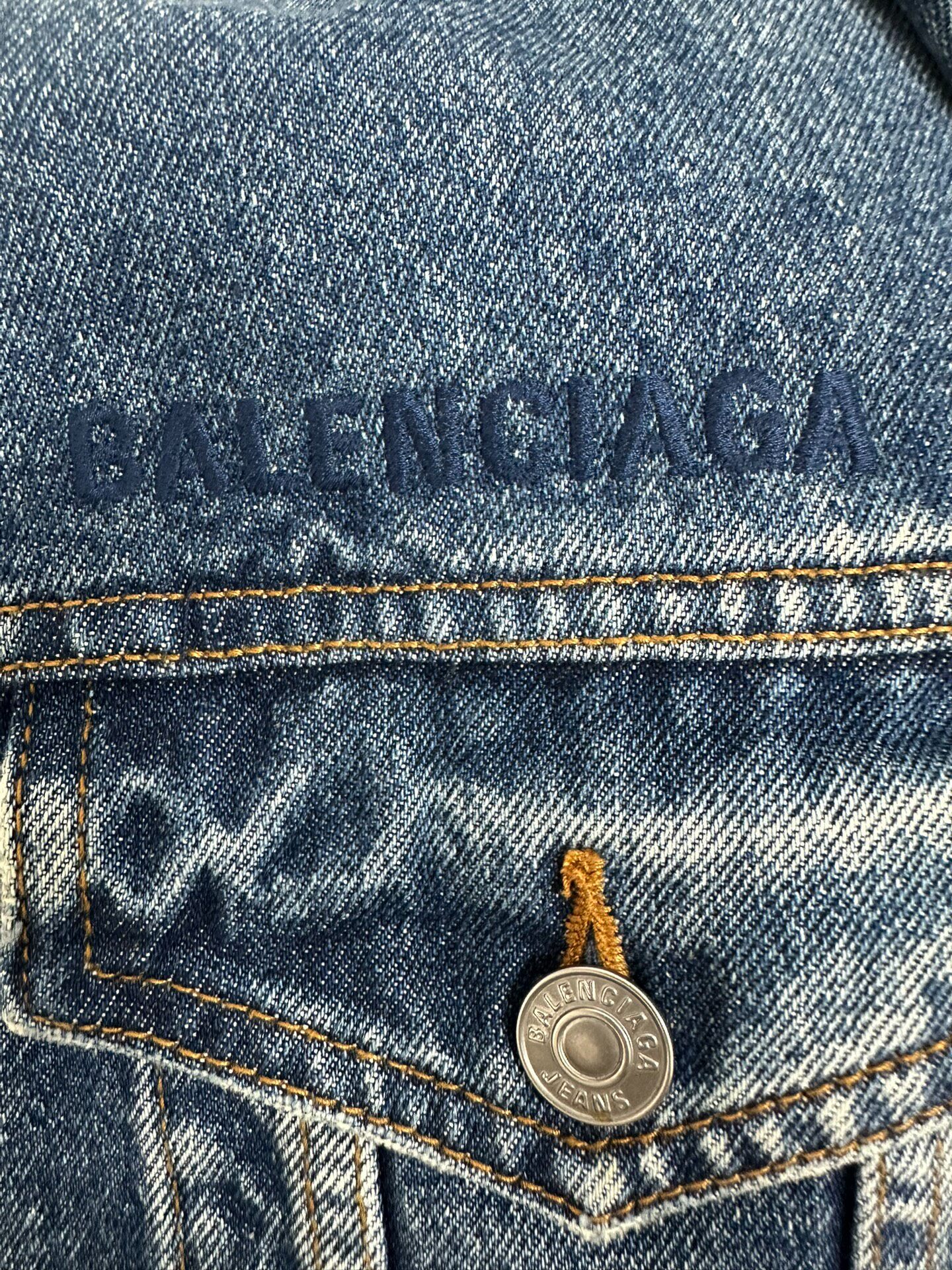 Balenciaga Women’s Blue Denim Jacket — detail