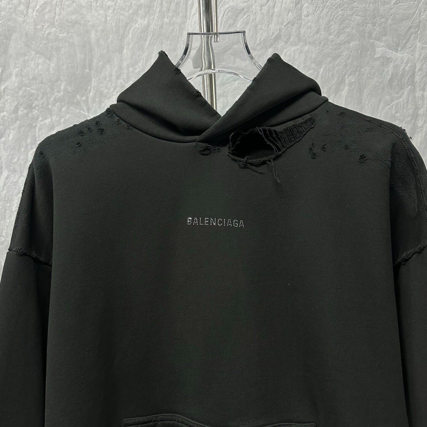 Balenciaga SS24 Distressed Logo Hoodie — back