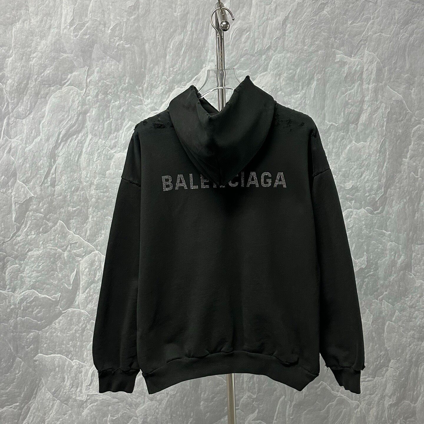 Balenciaga SS24 Distressed Logo Hoodie — label