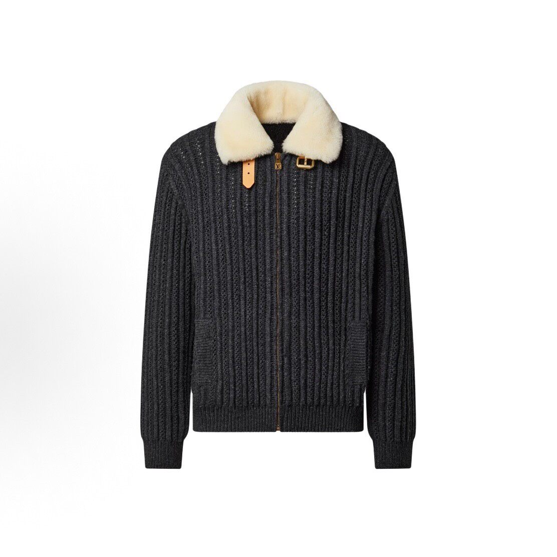 Louis Vuitton SS26 Knit Shearling Zip Jacket