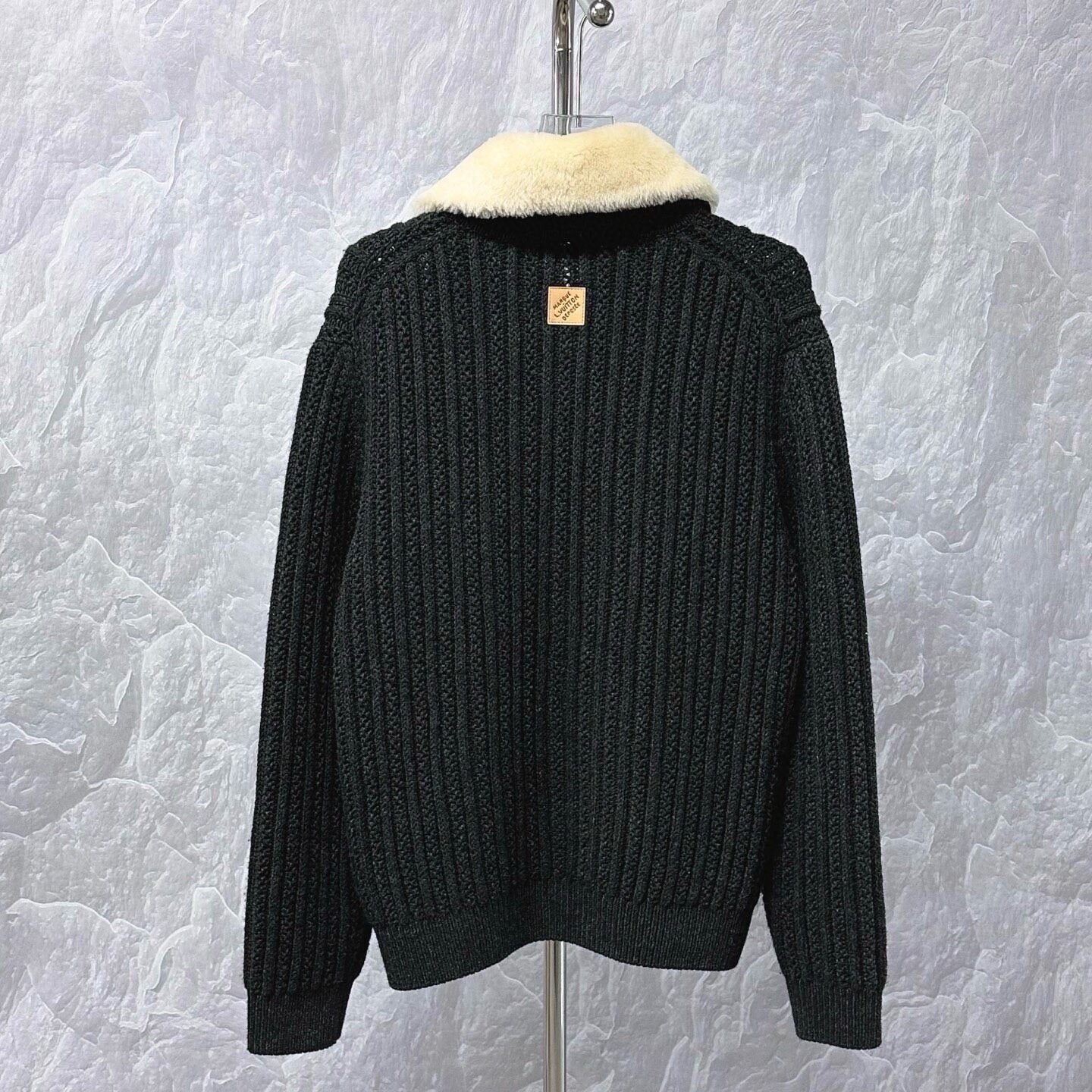 Louis Vuitton SS26 Knit Shearling Zip Jacket — label