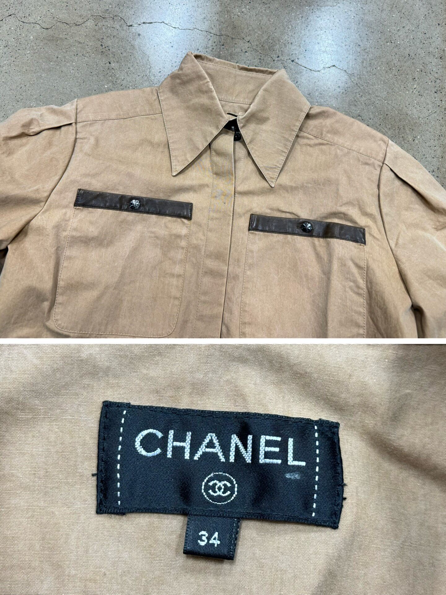 Chanel FW16 Leather Sleeve Workwear Jacket — label