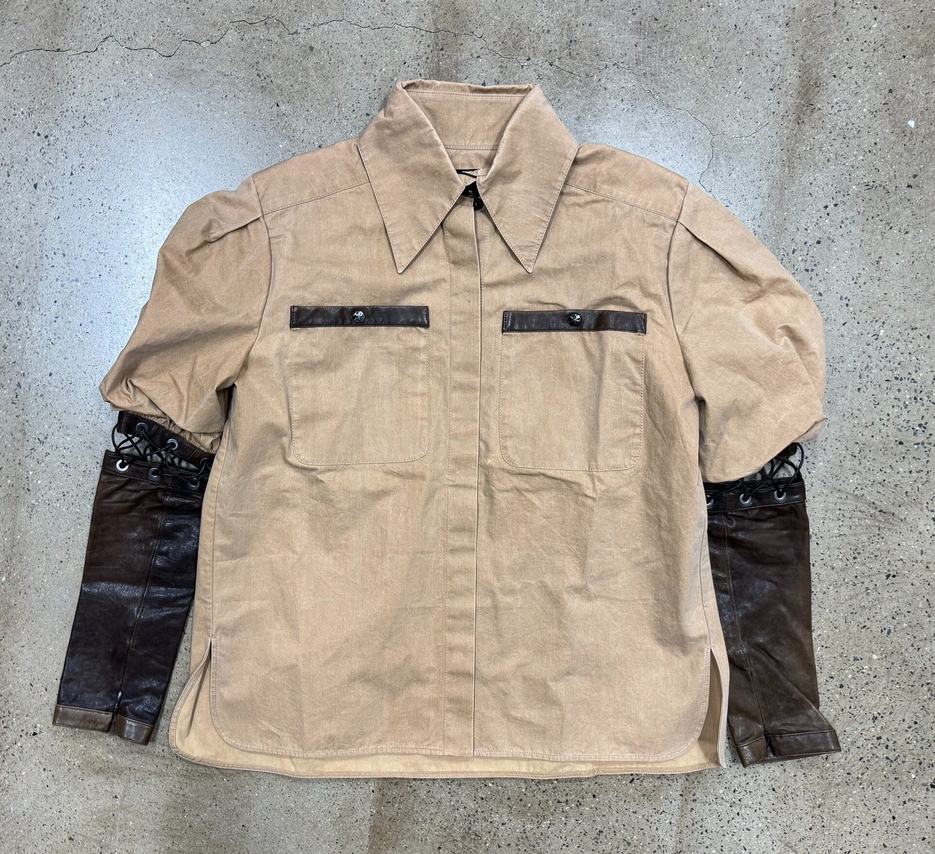 Chanel FW16 Leather Sleeve Workwear Jacket