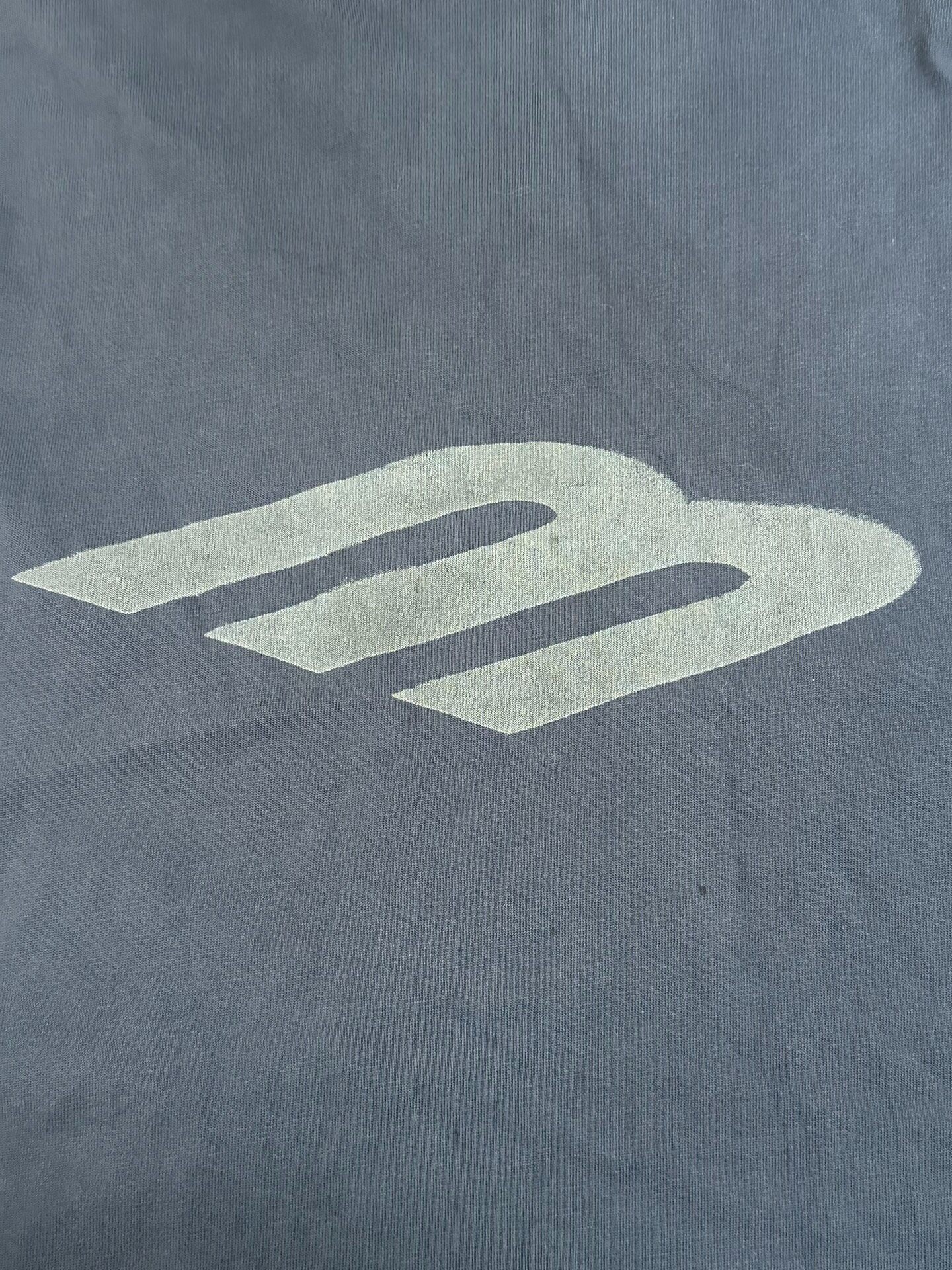 Balenciaga Distressed Logo Navy T-Shirt — detail