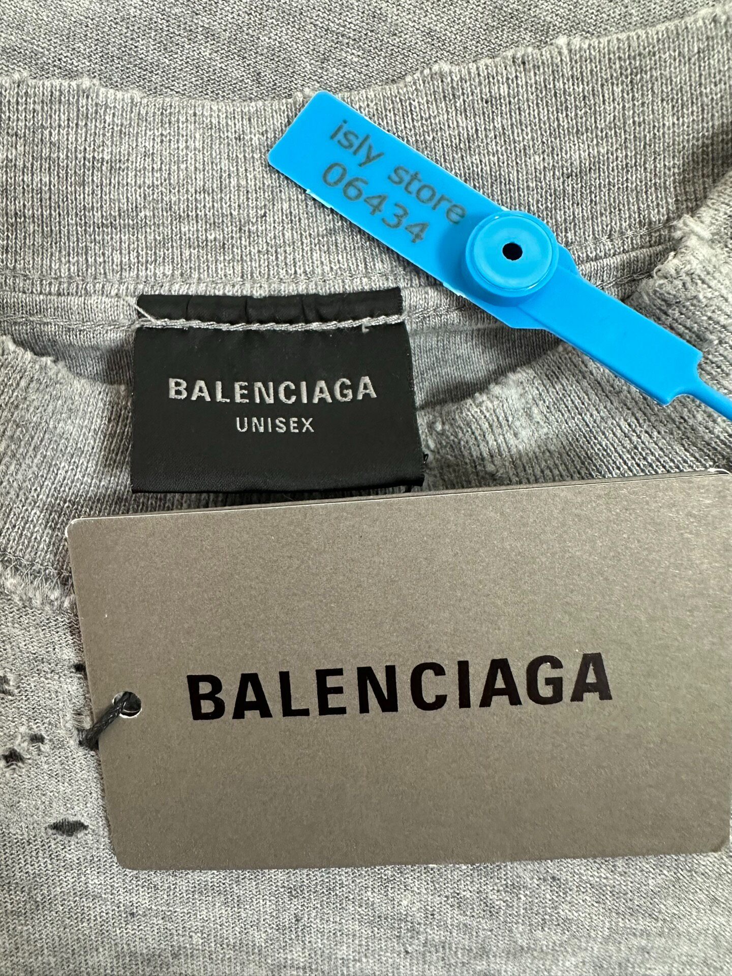 Balenciaga Oversized Gray Unisex T-Shirt — label