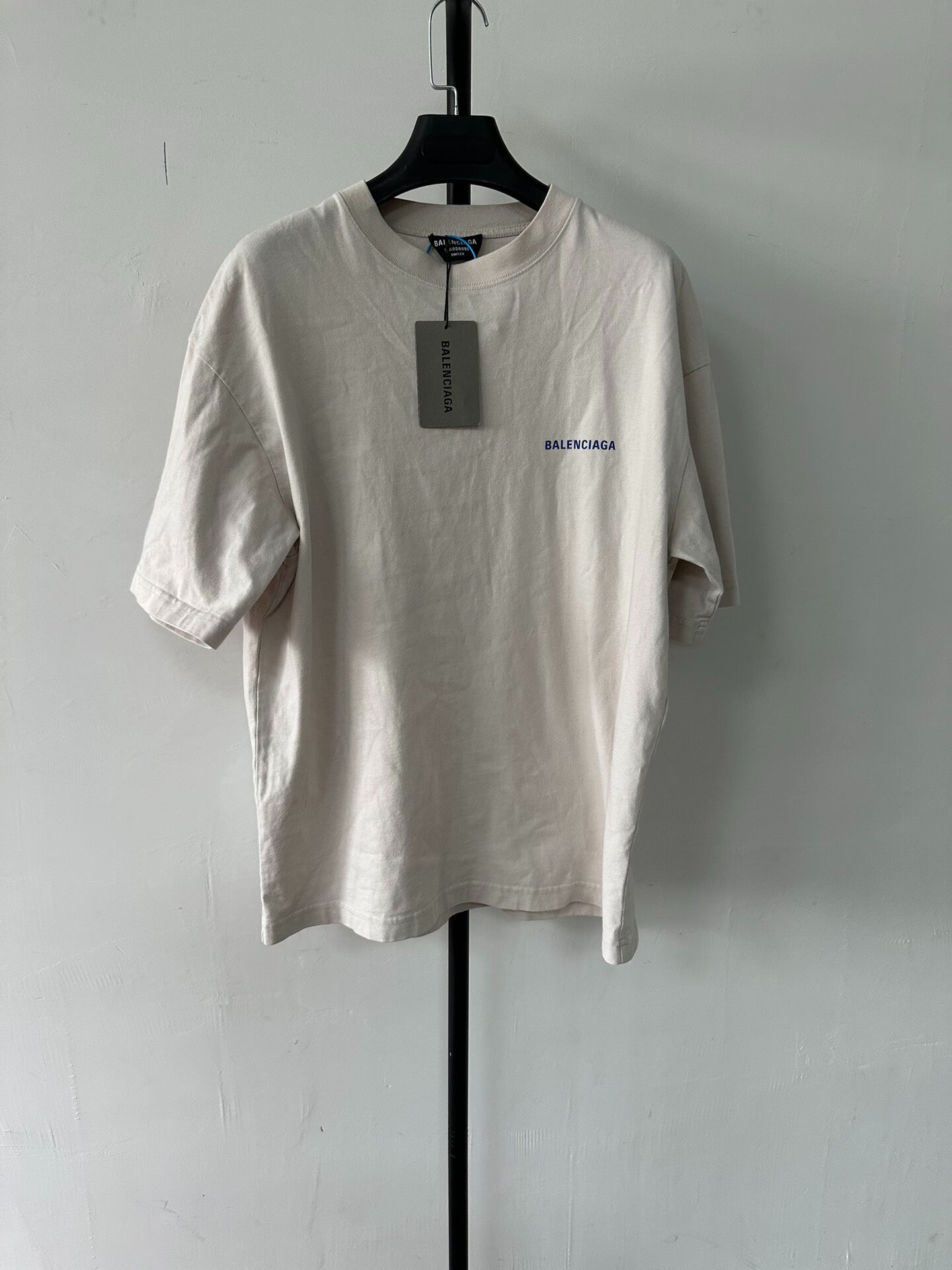 Balenciaga Men’s Beige Logo T-Shirt