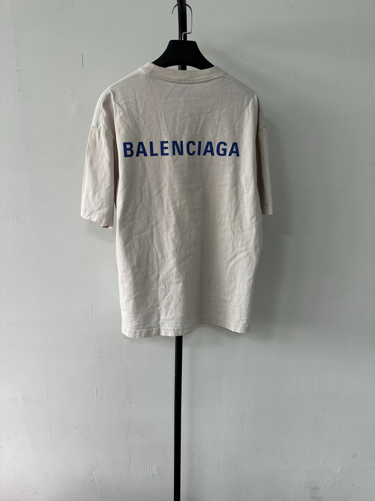 Balenciaga Men’s Beige Logo T-Shirt — front