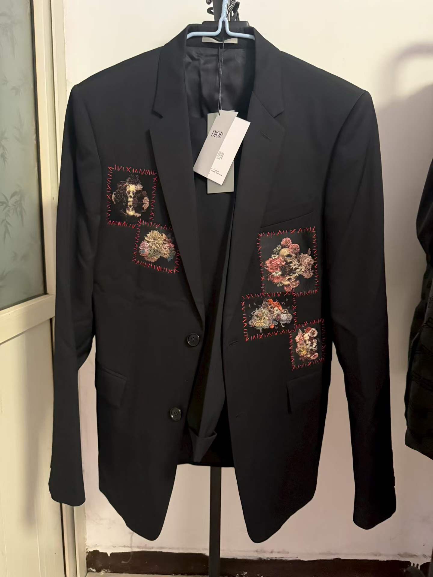 Dior Homme Skull-Floral Patch Blazer