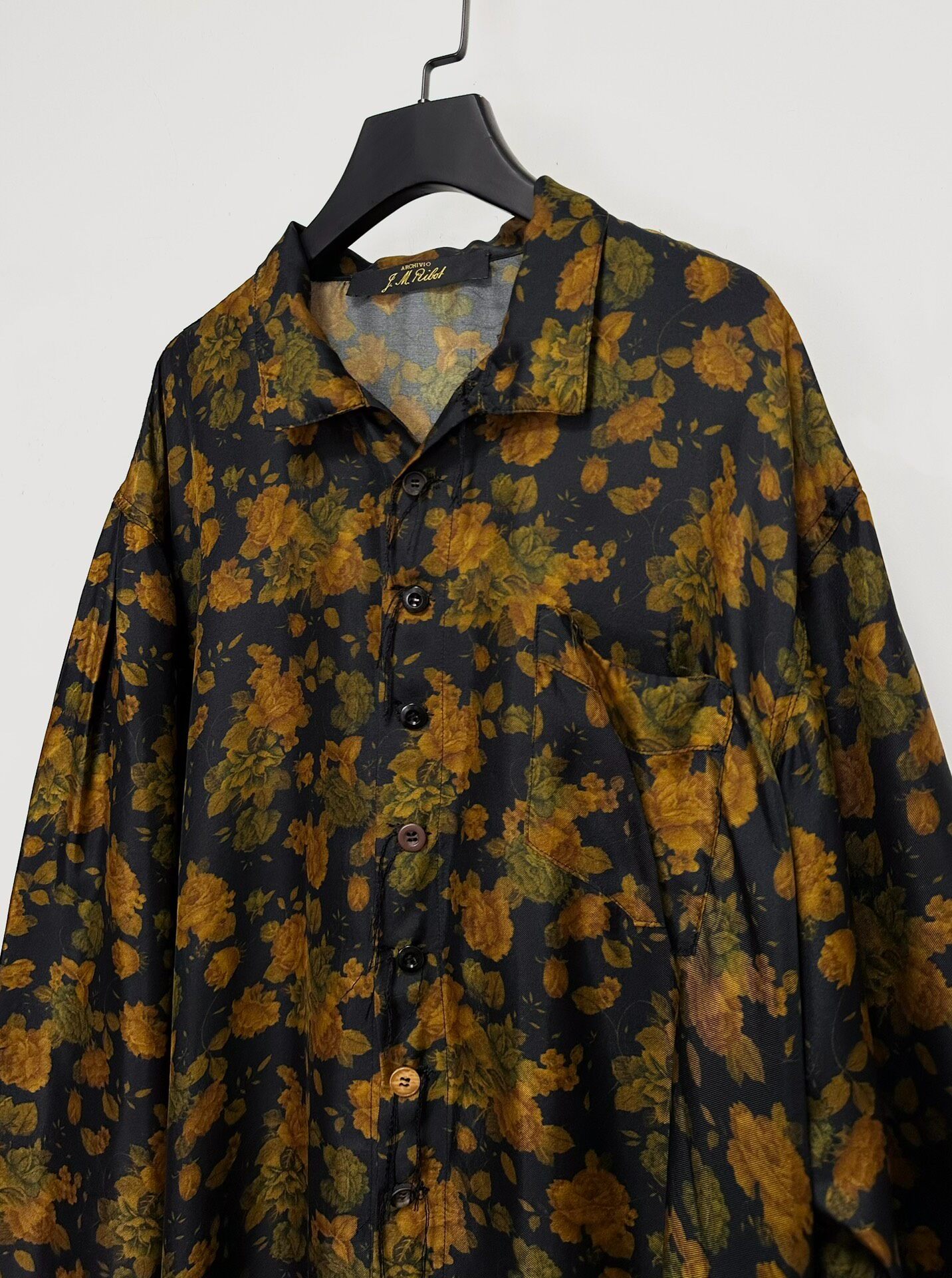 Archivio j.m Ribot Yellow Rose Silk Shirt — detail
