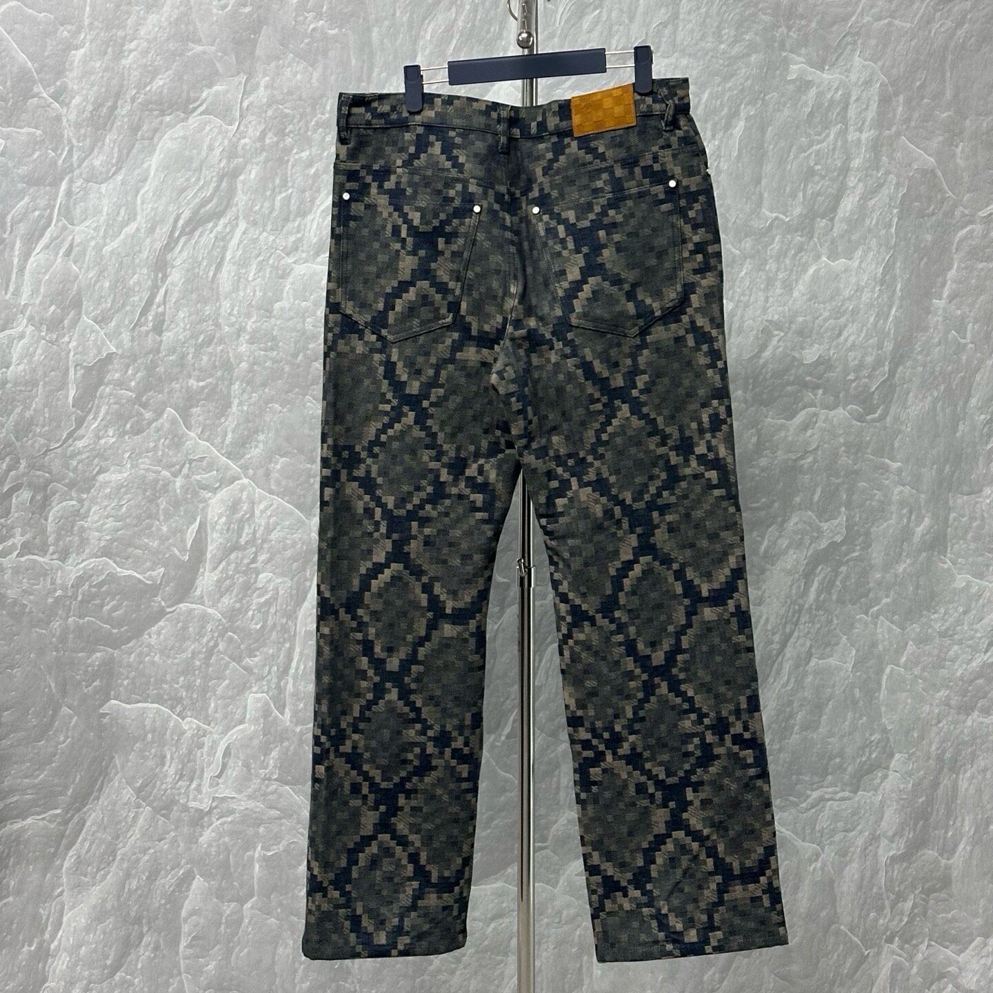 Louis Vuitton SS25 Snake Check Denim Pants — back