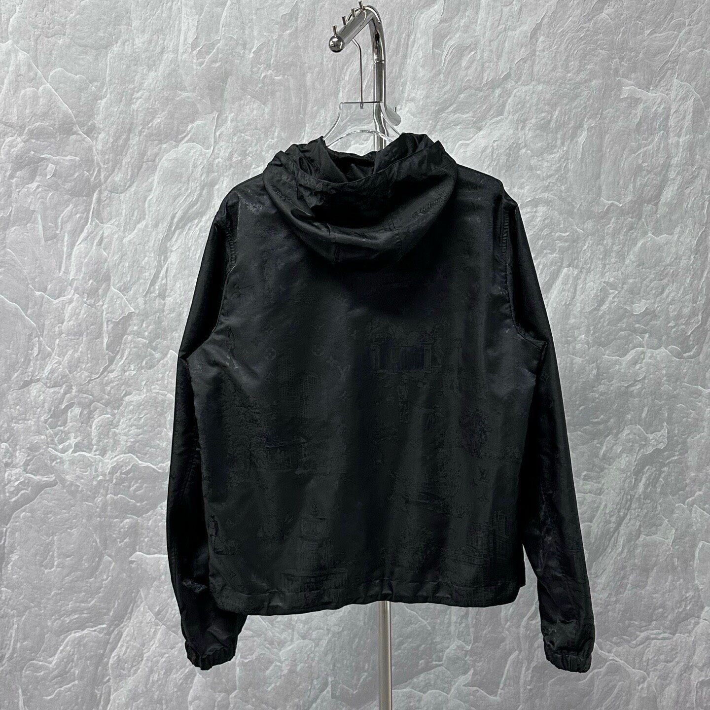 LV SS25 Cityscape Jacquard Hooded Jacket — back