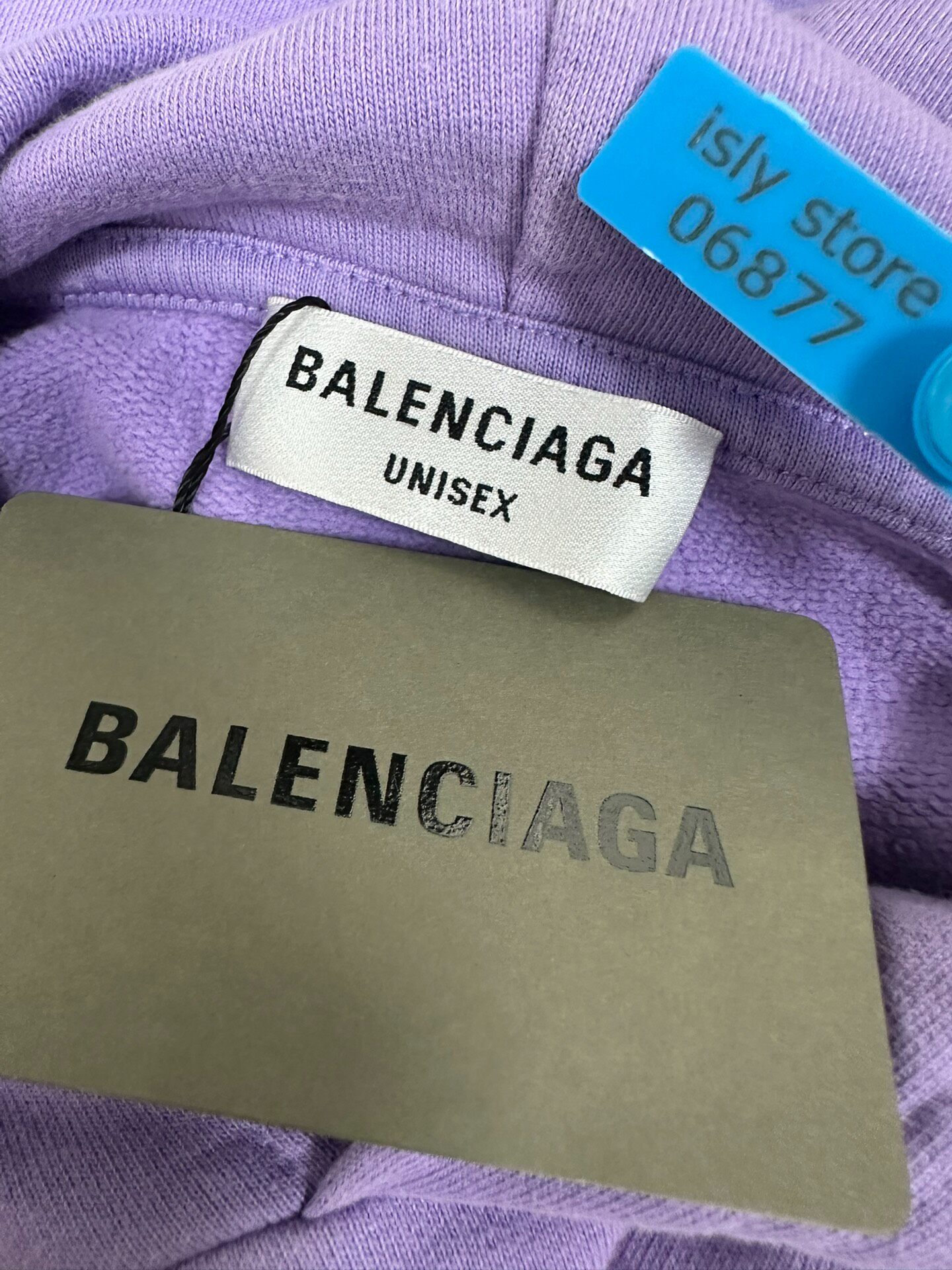 Balenciaga Purple Logo Embroidery Hoodie — label