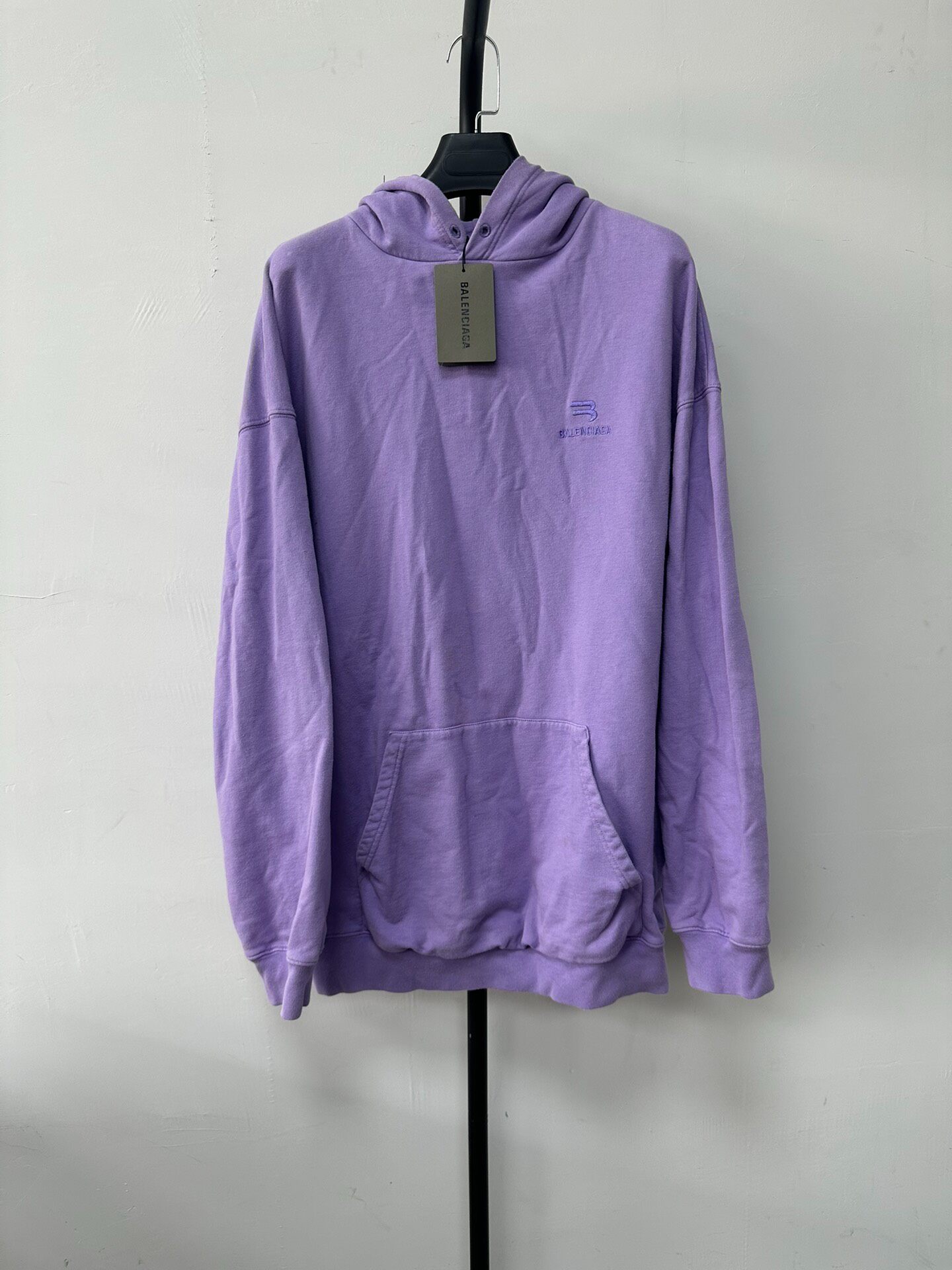 Balenciaga Purple Logo Embroidery Hoodie