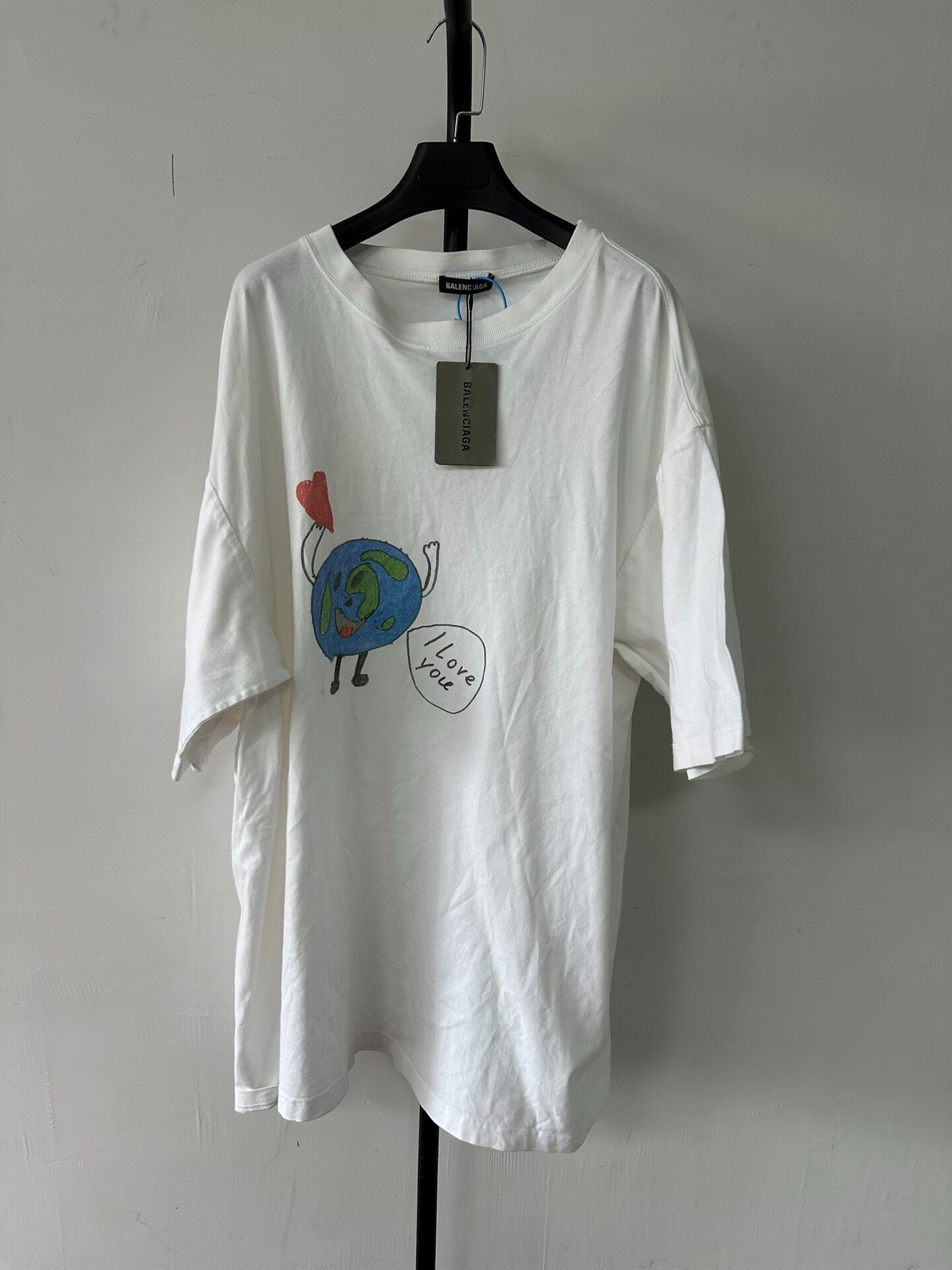 Balenciaga White Earth Print T-Shirt