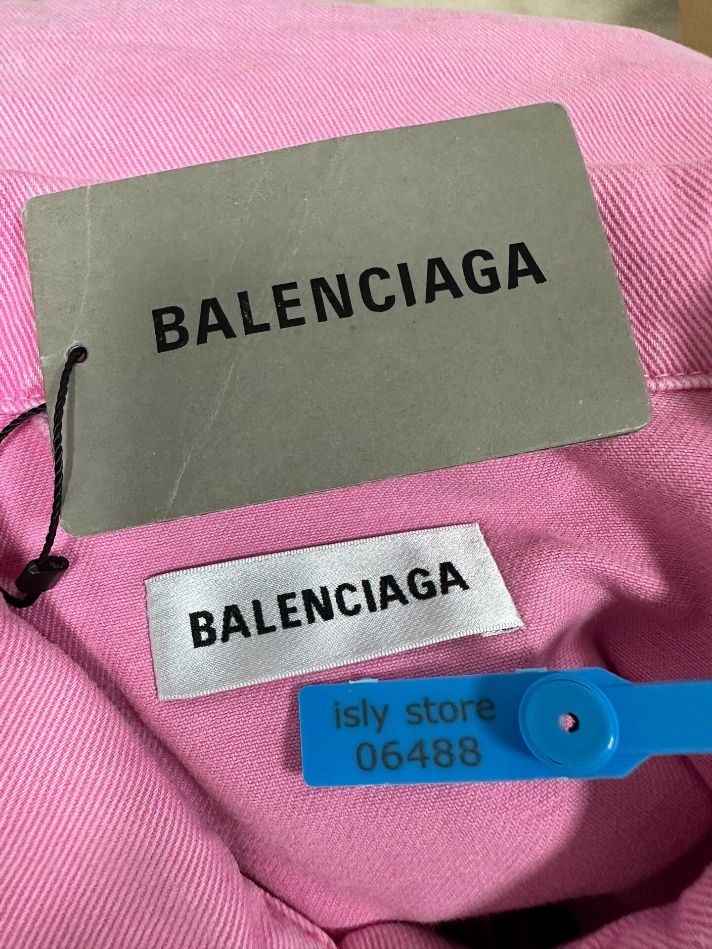 Balenciaga Women’s Pink Denim Jacket — label