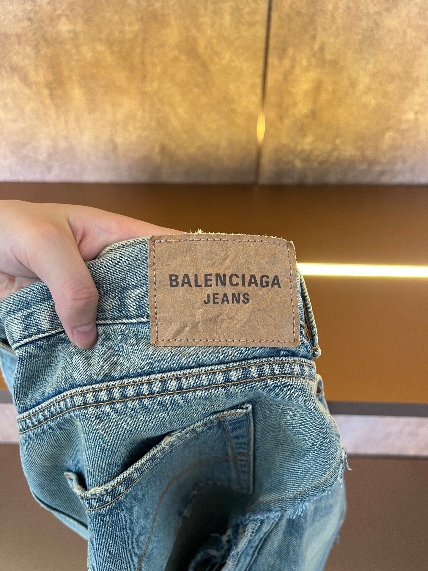 Balenciaga Denim Cut-out Skirt — detail
