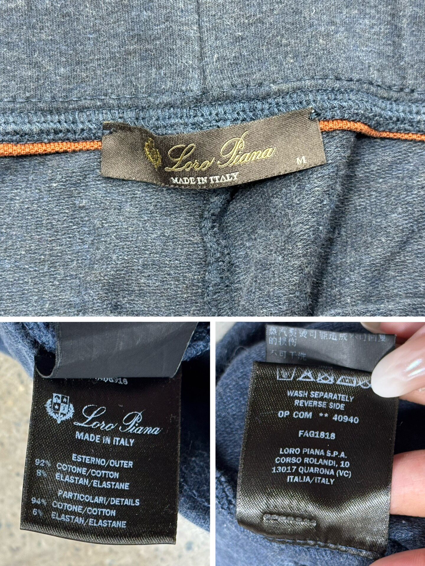 Loro Piana Blue M Jogger Sweatpants — label