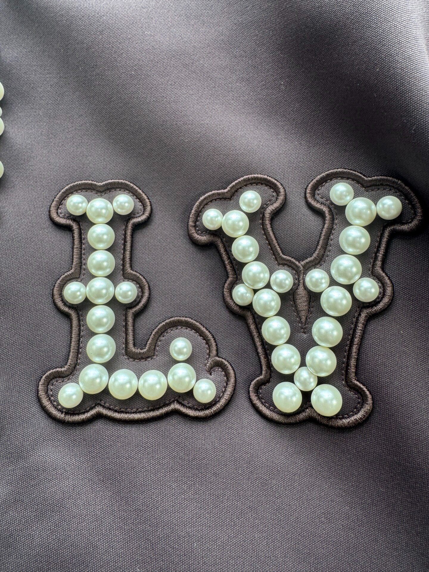 Louis Vuitton Brown Pearl Embellished Jacket — label