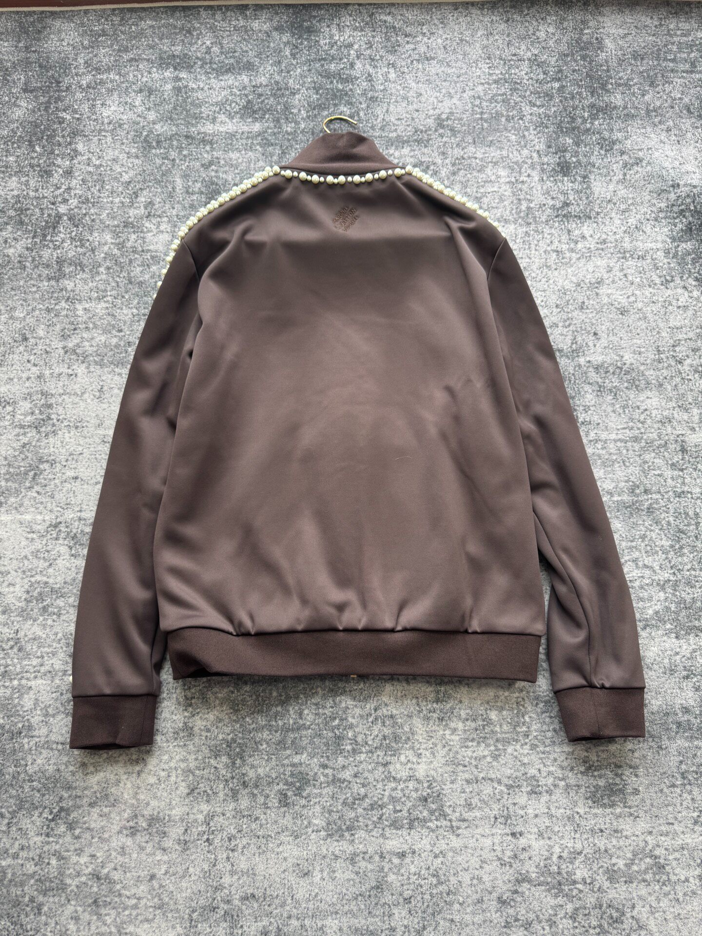 Louis Vuitton Brown Pearl Embellished Jacket — front