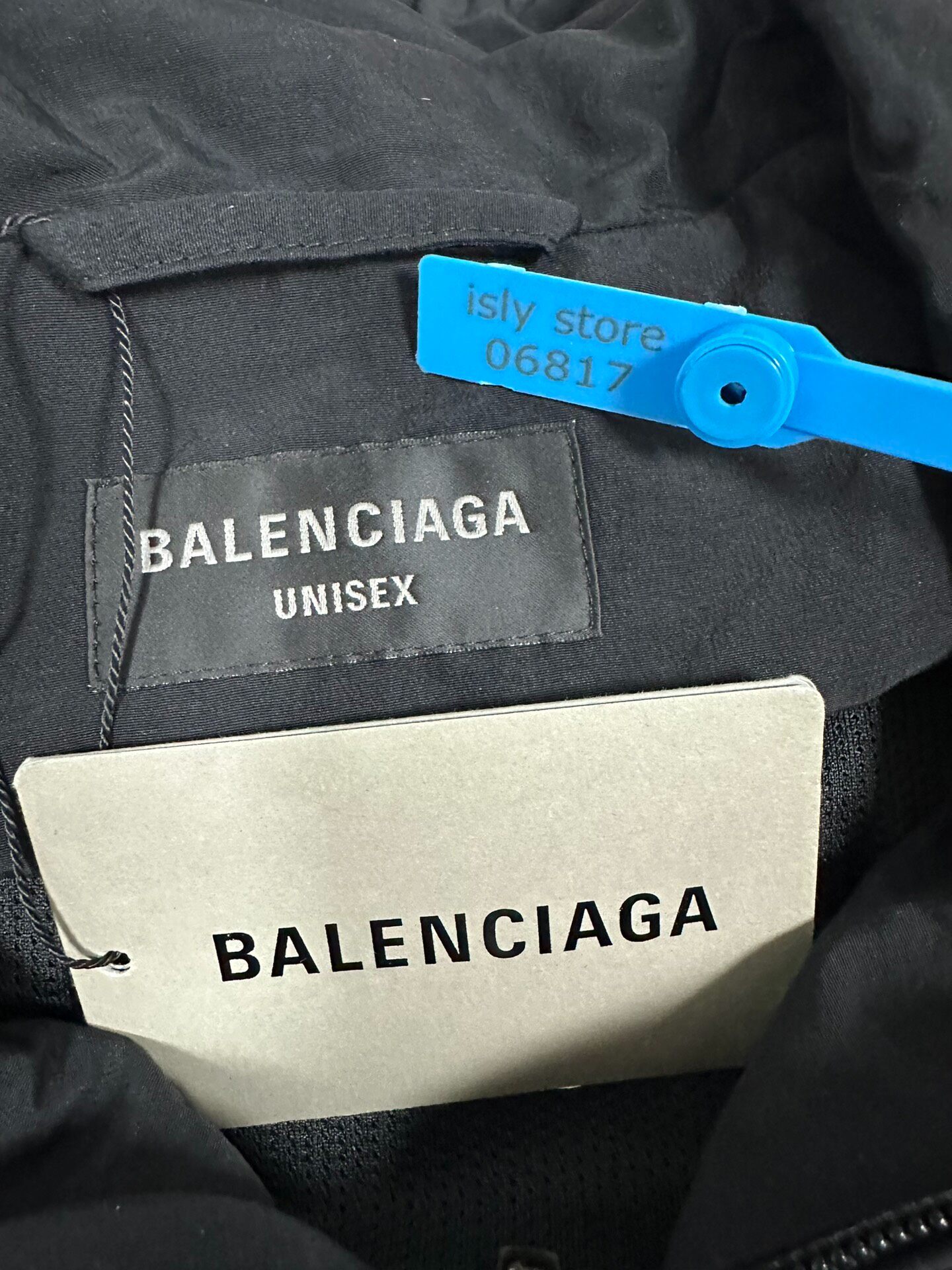 Balenciaga Black Zip-Up Stand Collar Jacket — label
