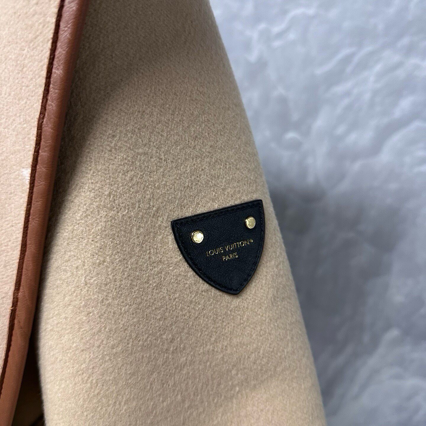 Louis Vuitton Beige Hooded Mid-length Coat — label