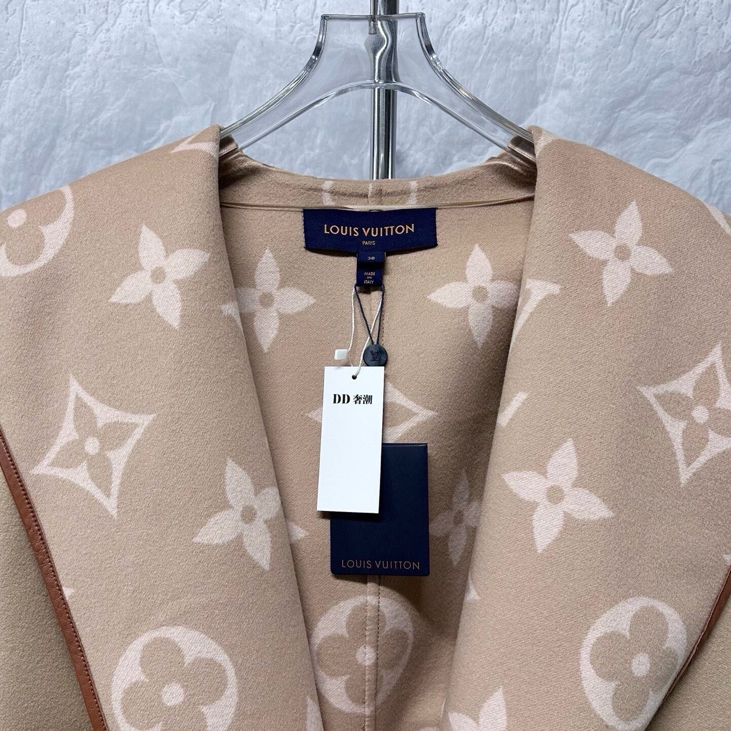 Louis Vuitton Beige Hooded Mid-length Coat — back