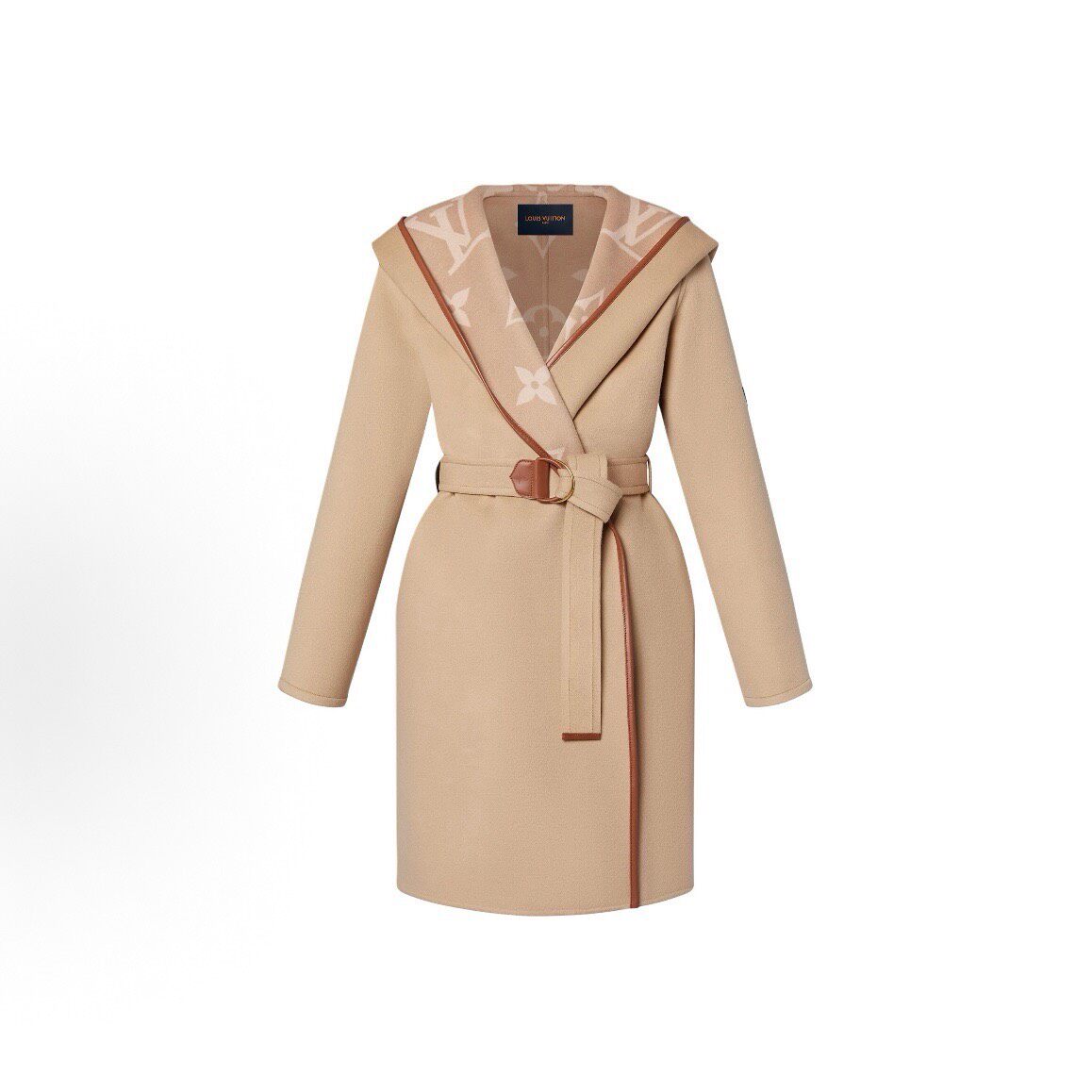 Louis Vuitton Beige Hooded Mid-length Coat