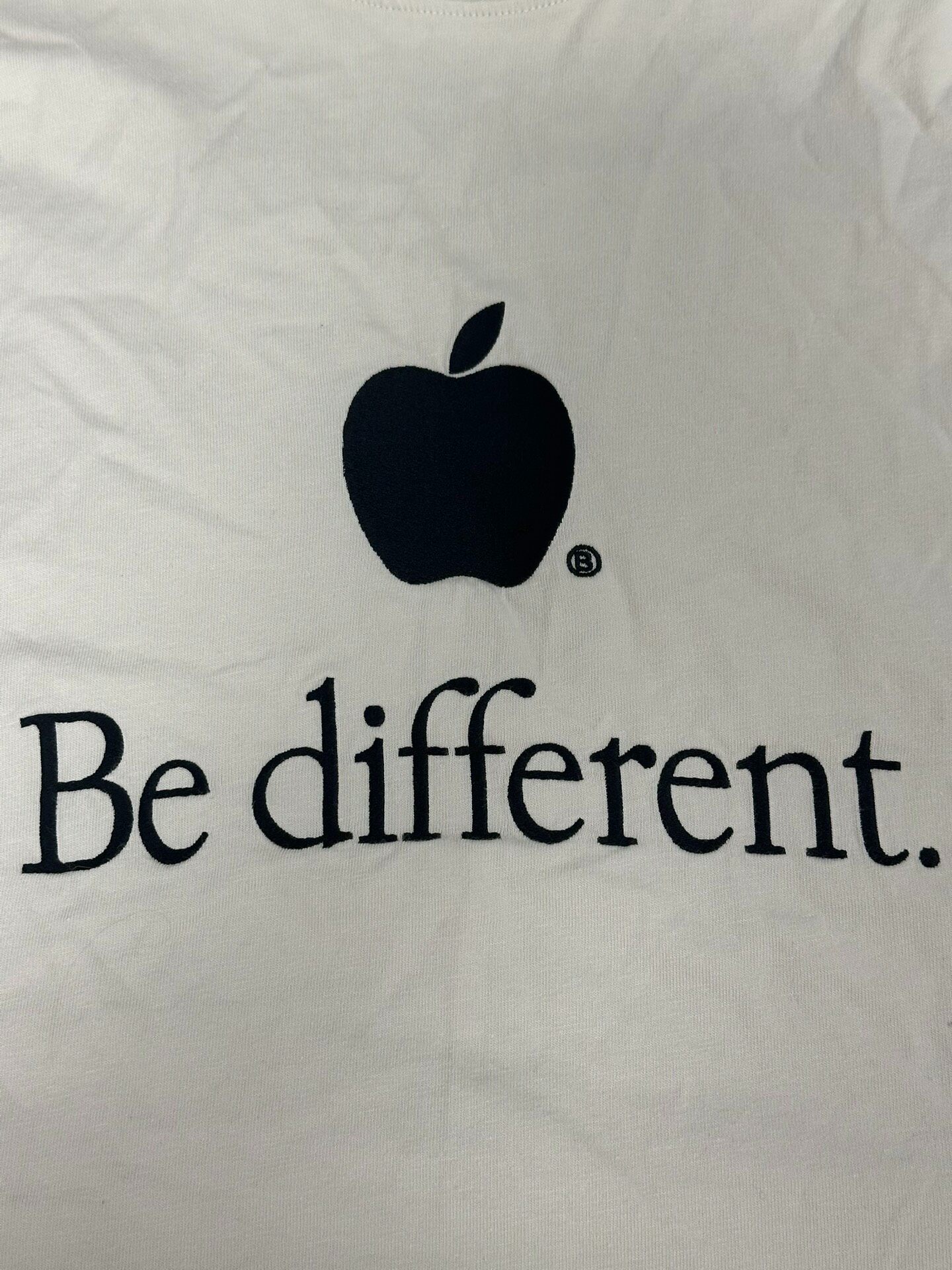 Balenciaga Be Different Apple Logo Tee — detail