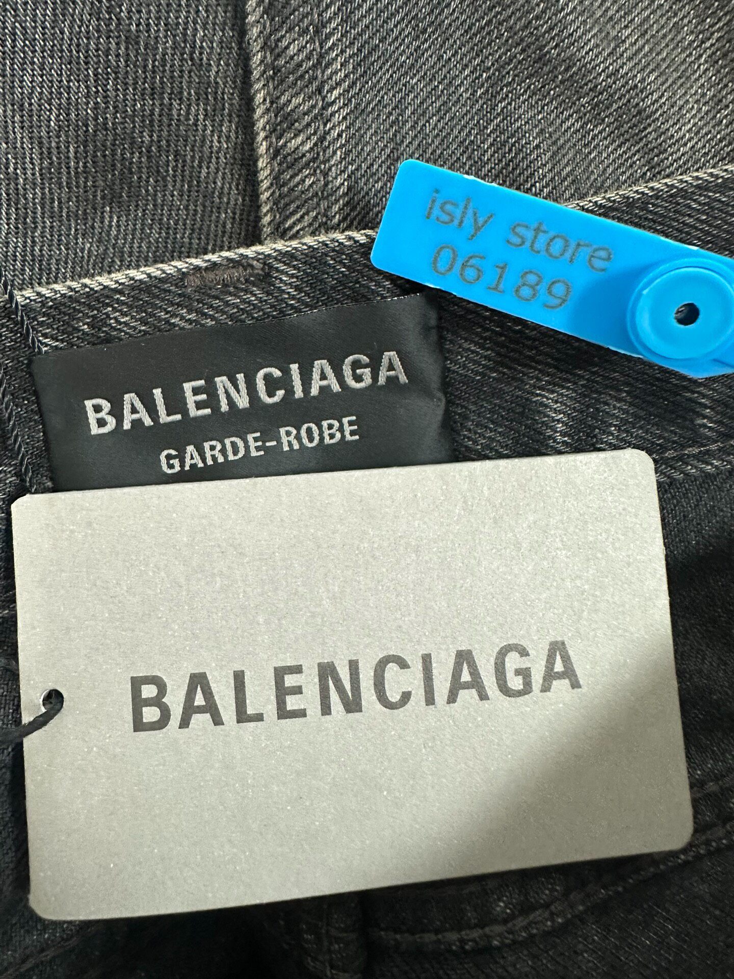 Balenciaga Gray Mid-Rise Flared Jeans — label