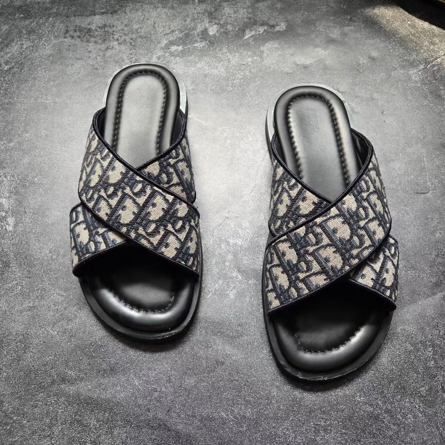 Dior Monogram Cross-Strap Slides — front