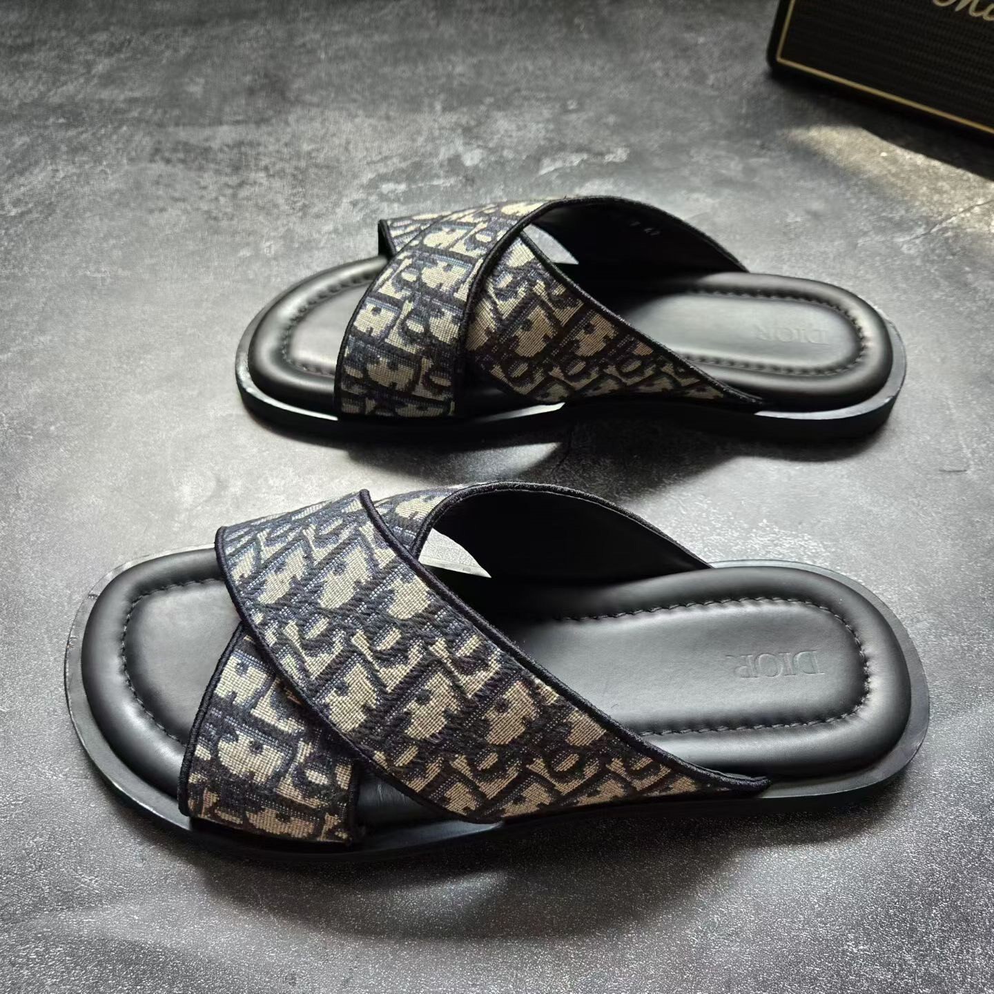 Dior Monogram Cross-Strap Slides