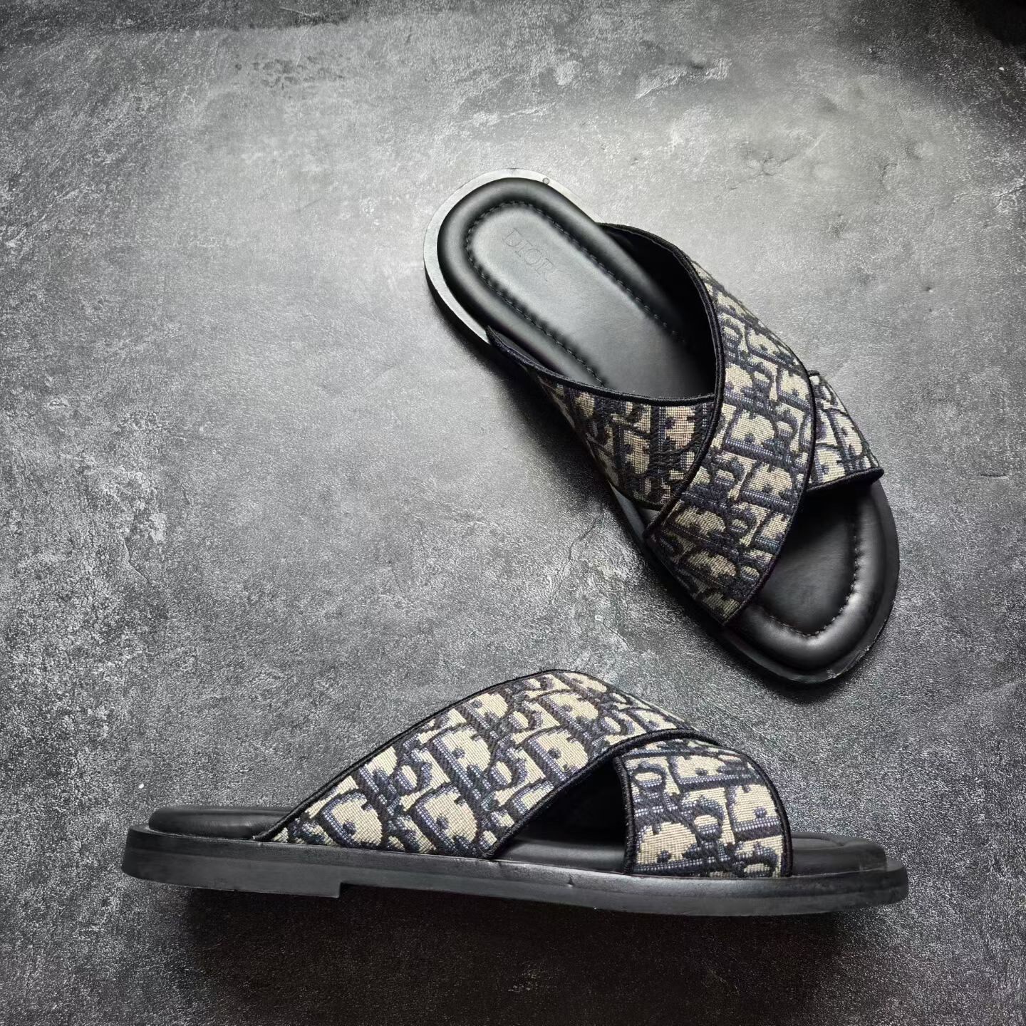 Dior Monogram Cross-Strap Slides — back