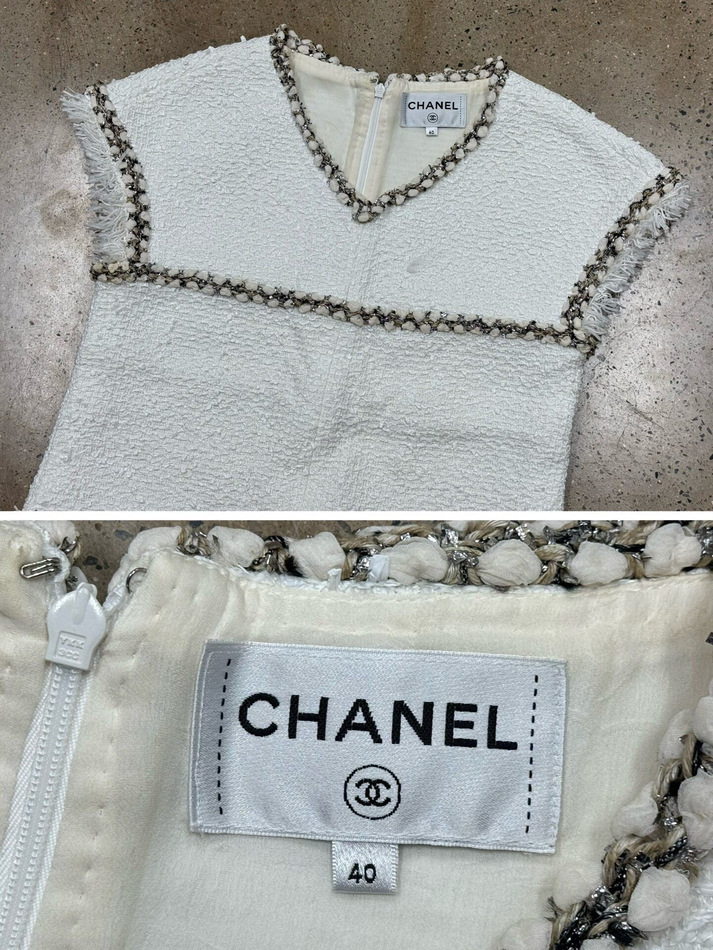 Chanel Beige Knit Sleeveless Dress — back