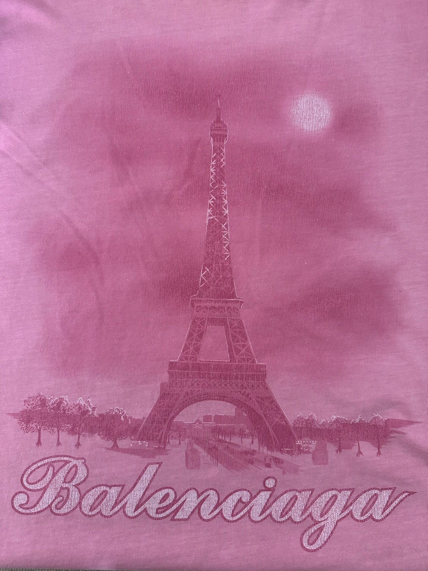 Balenciaga Pink Eiffel Tower Print T-Shirt — detail