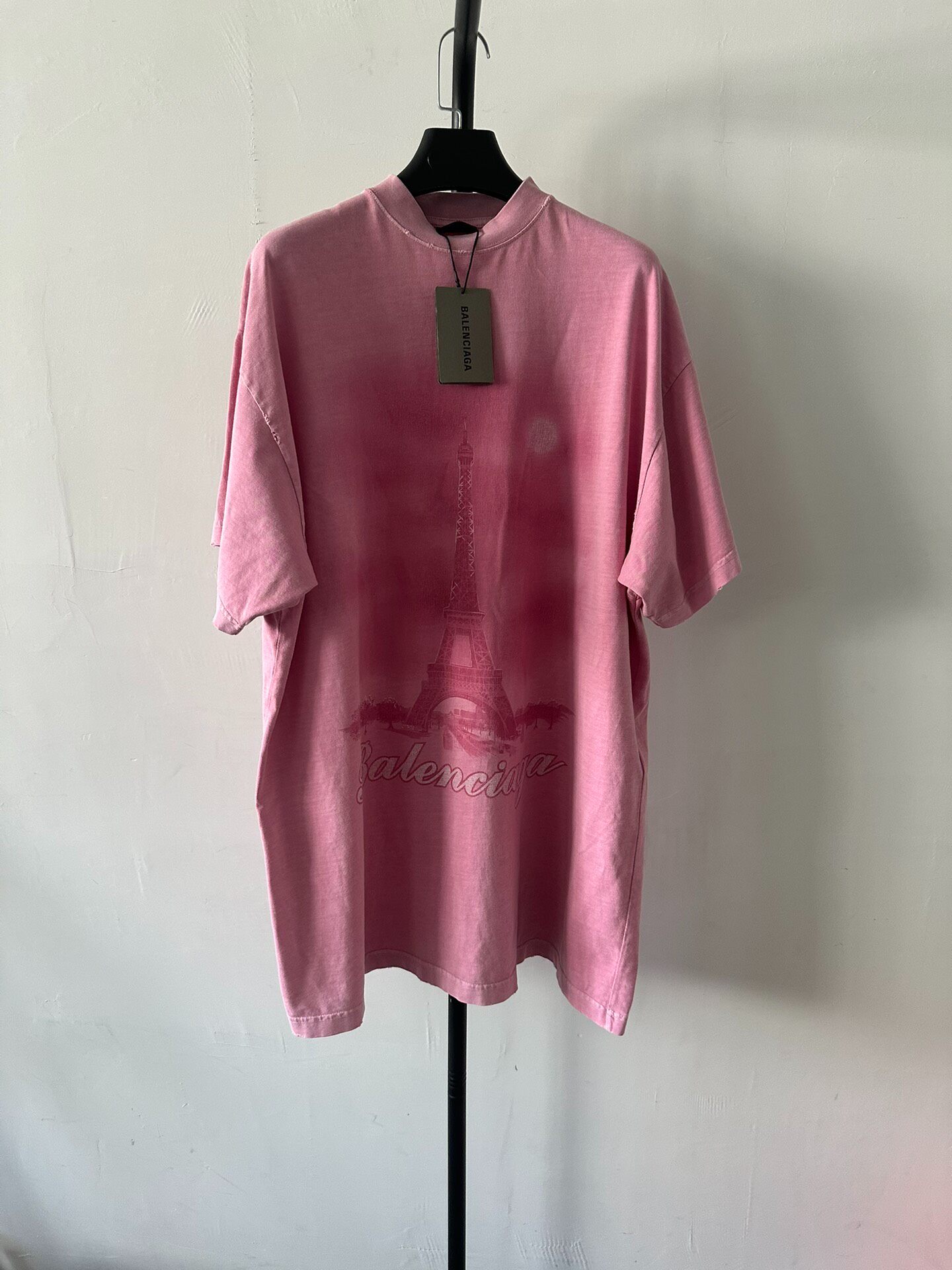 Balenciaga Pink Eiffel Tower Print T-Shirt