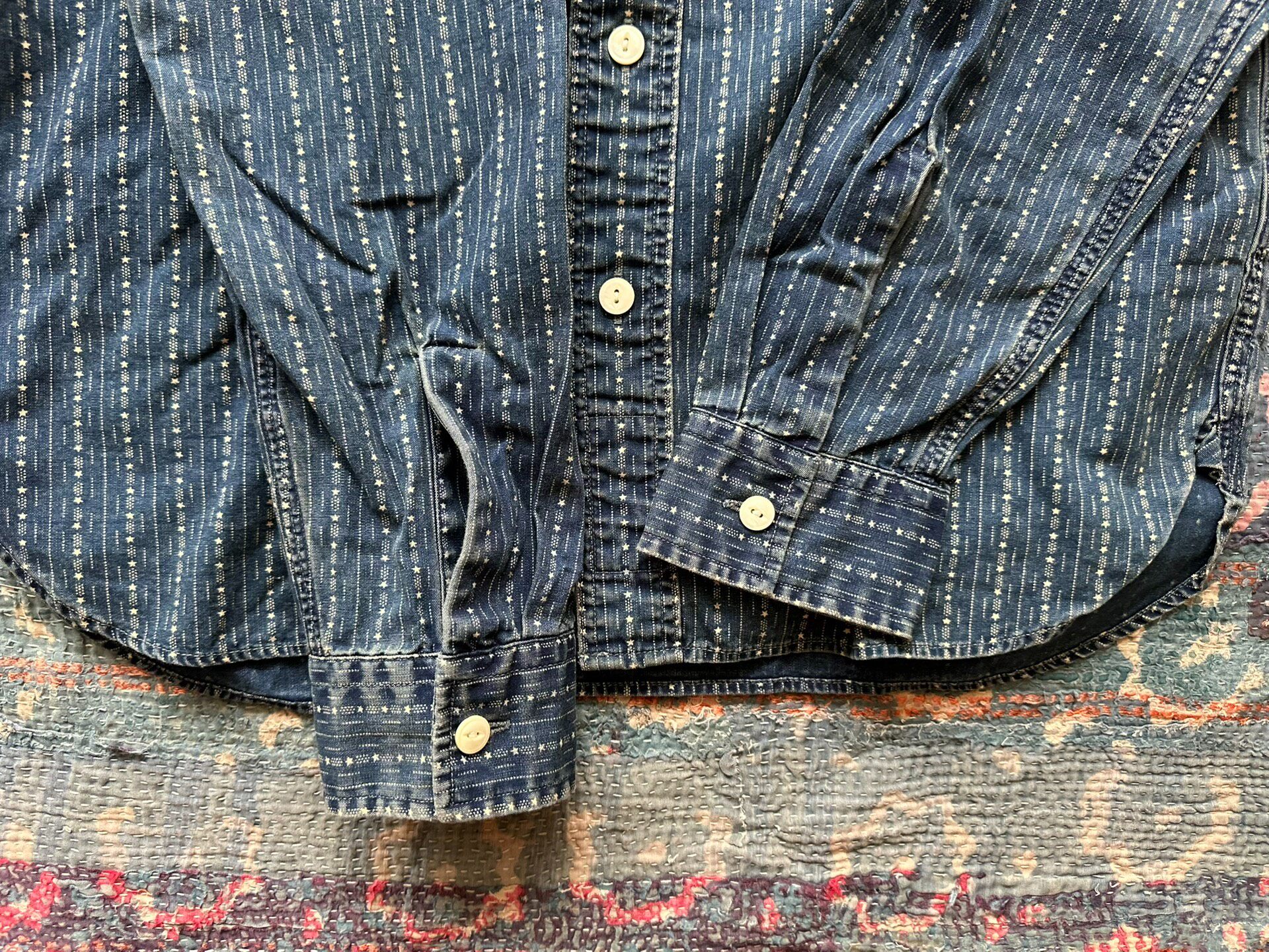 RRL Ralph Lauren Indigo Star Stripe Shirt — detail