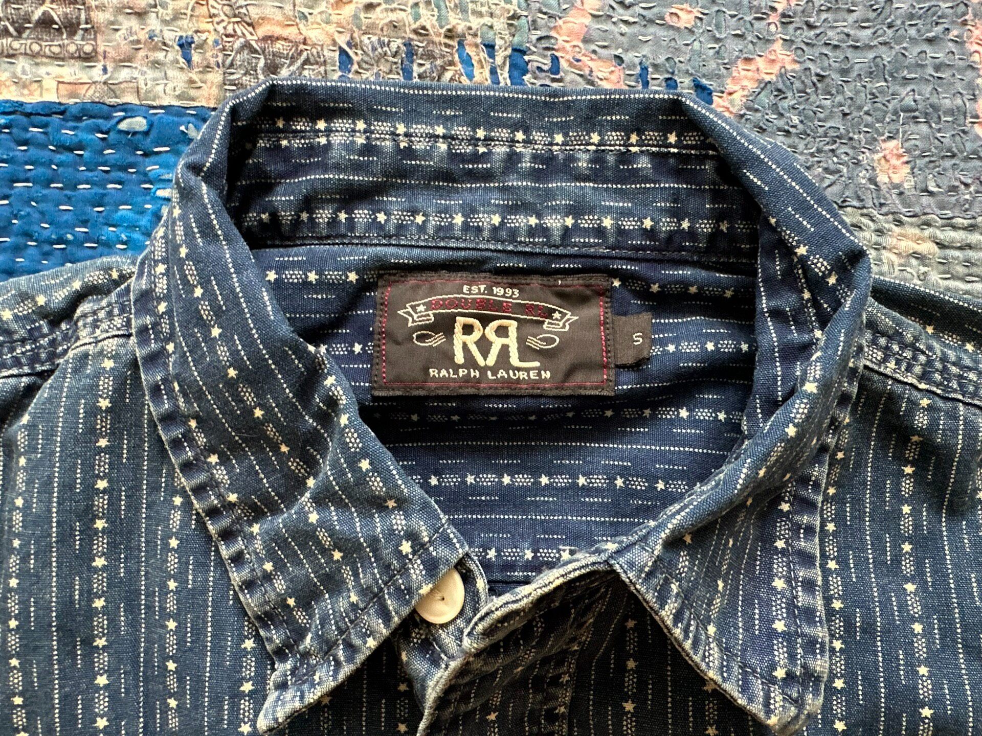 RRL Ralph Lauren Indigo Star Stripe Shirt — front