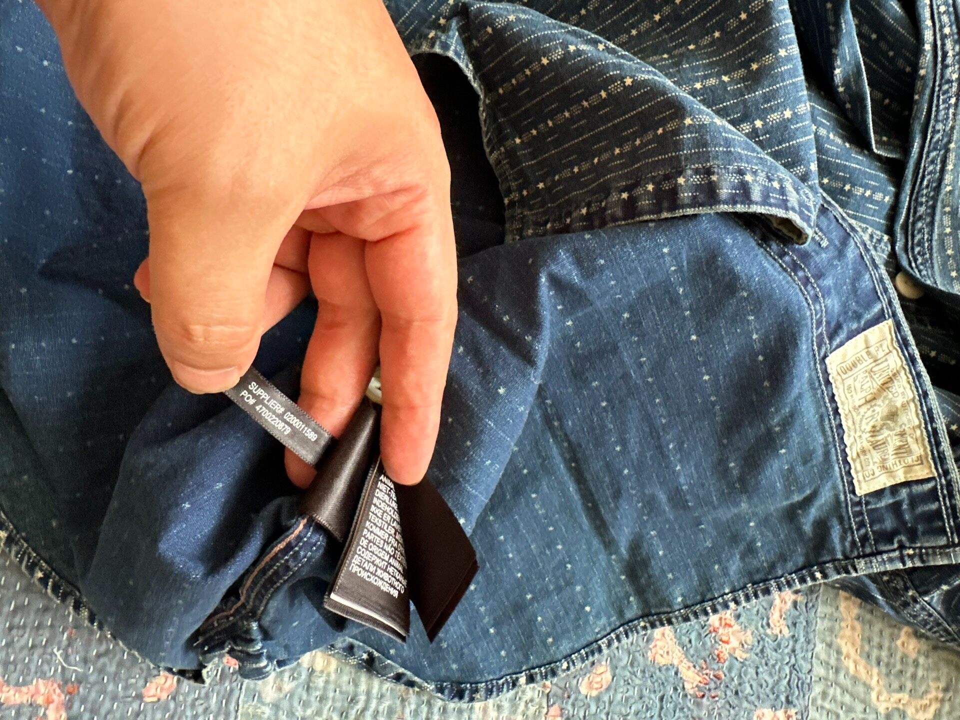 RRL Ralph Lauren Indigo Star Stripe Shirt — label