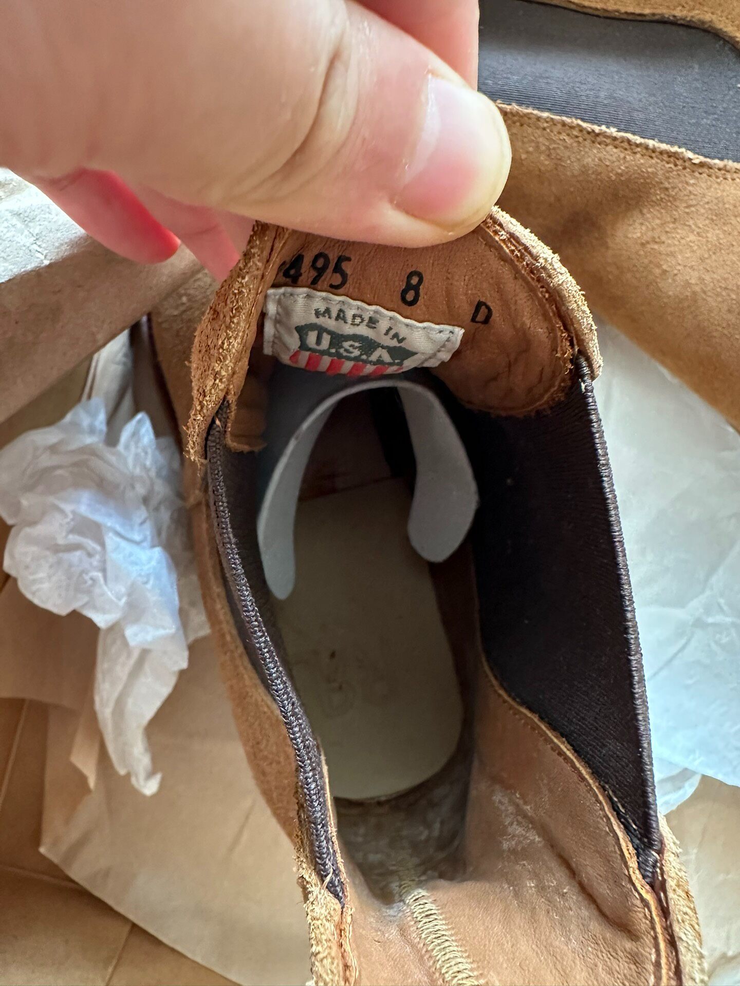 RRL Tan Suede Chelsea Western Boots — detail