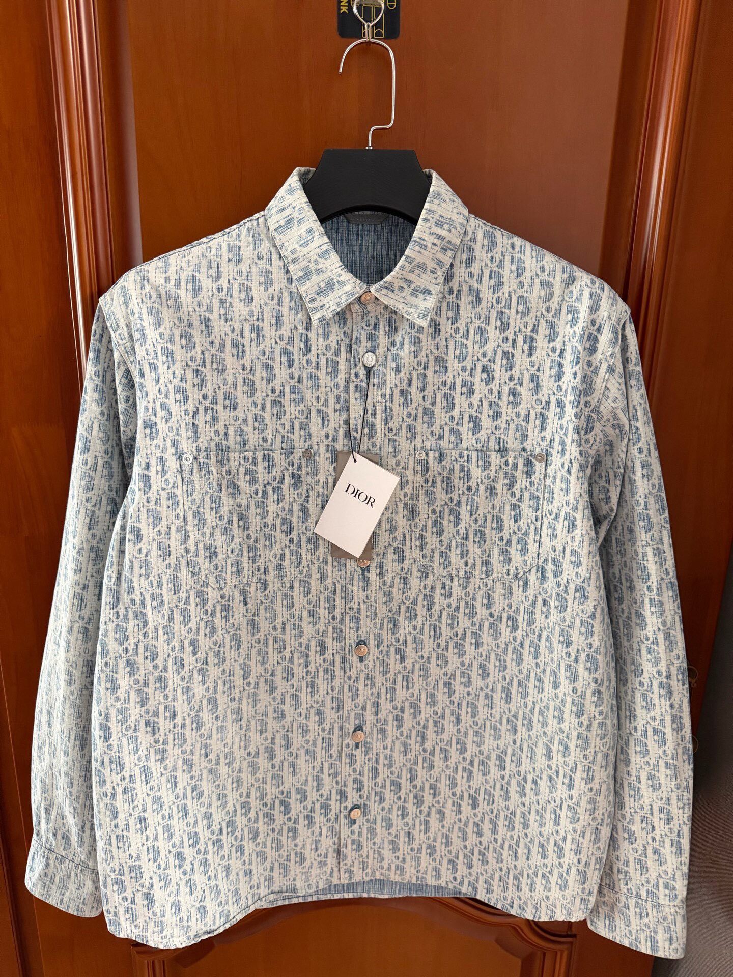 Dior Blue-White Monogram Long-Sleeve Shirt