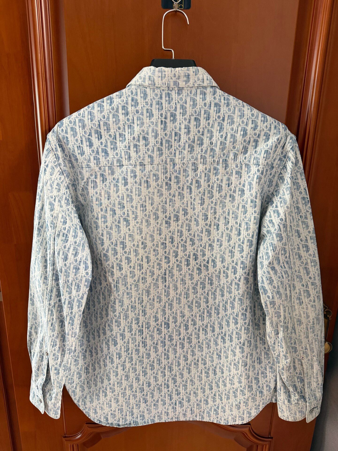 Dior Blue-White Monogram Long-Sleeve Shirt — front