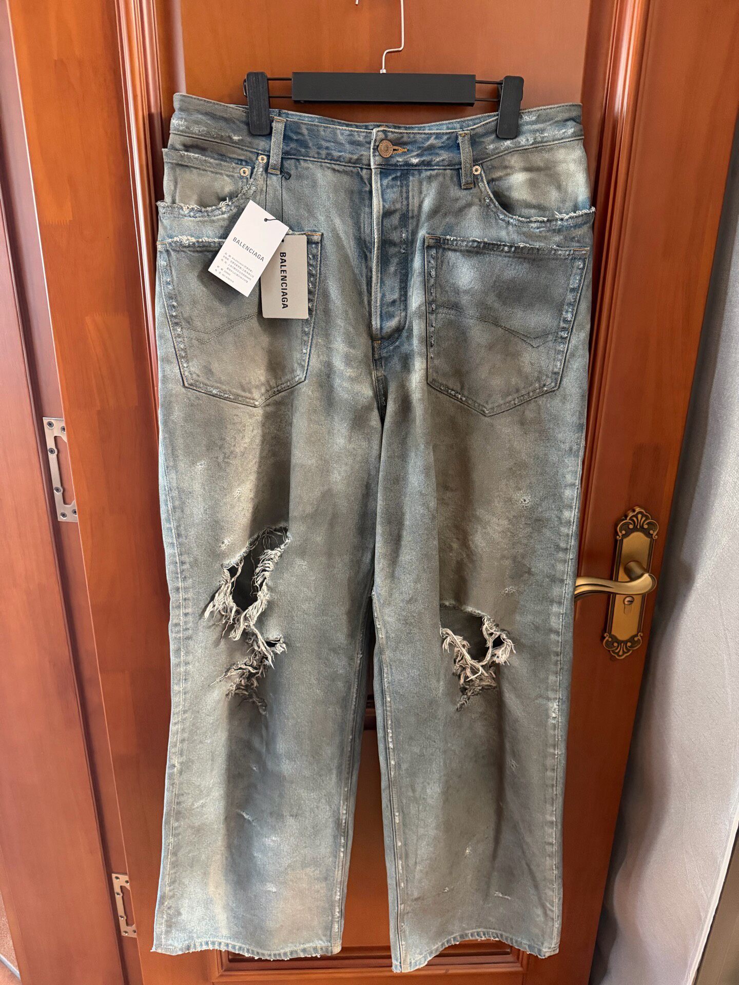 Balenciaga Reverse Pocket Distressed Jeans