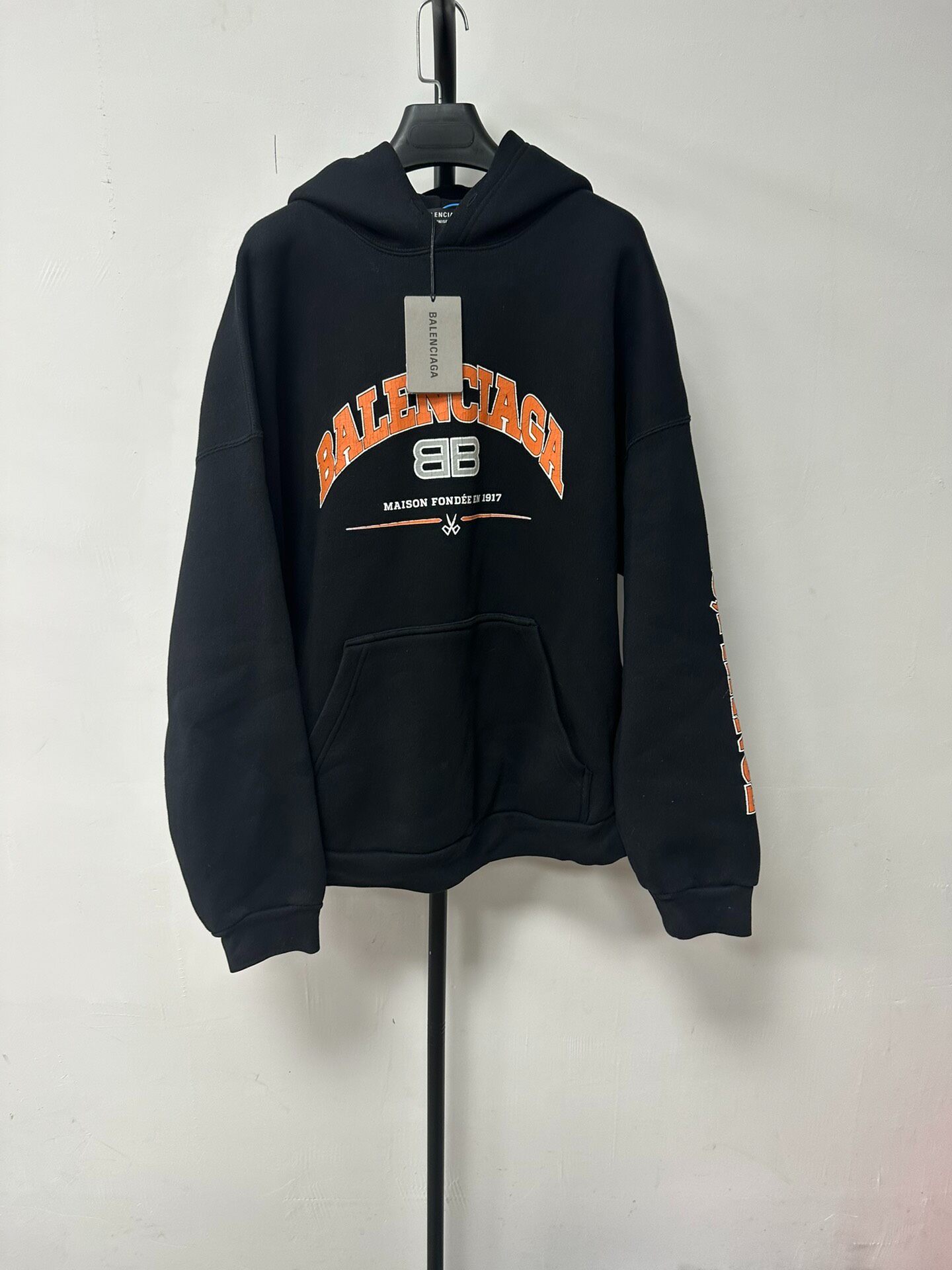 Balenciaga Men's Black Hooded Sweatshirt