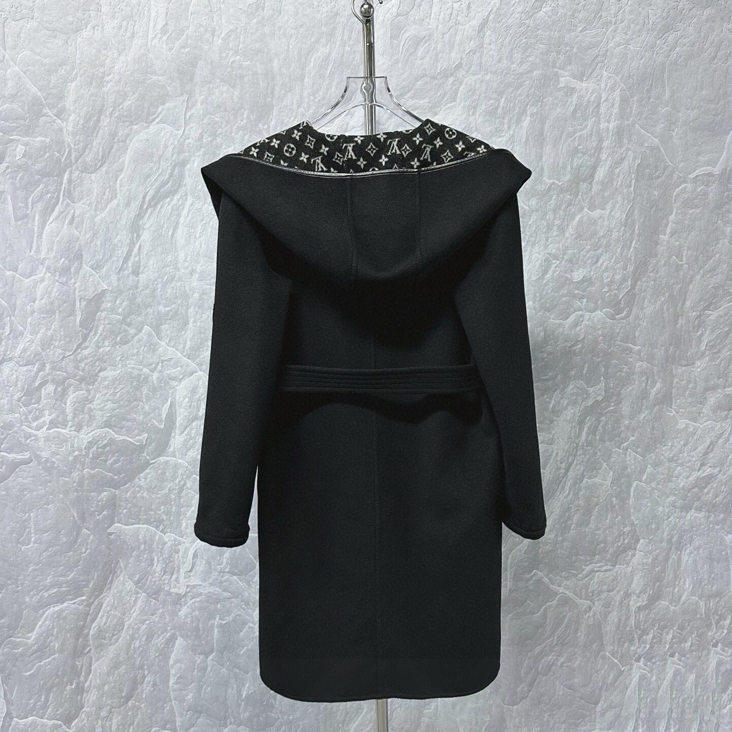 Louis Vuitton Wool Hooded Monogram Coat — label