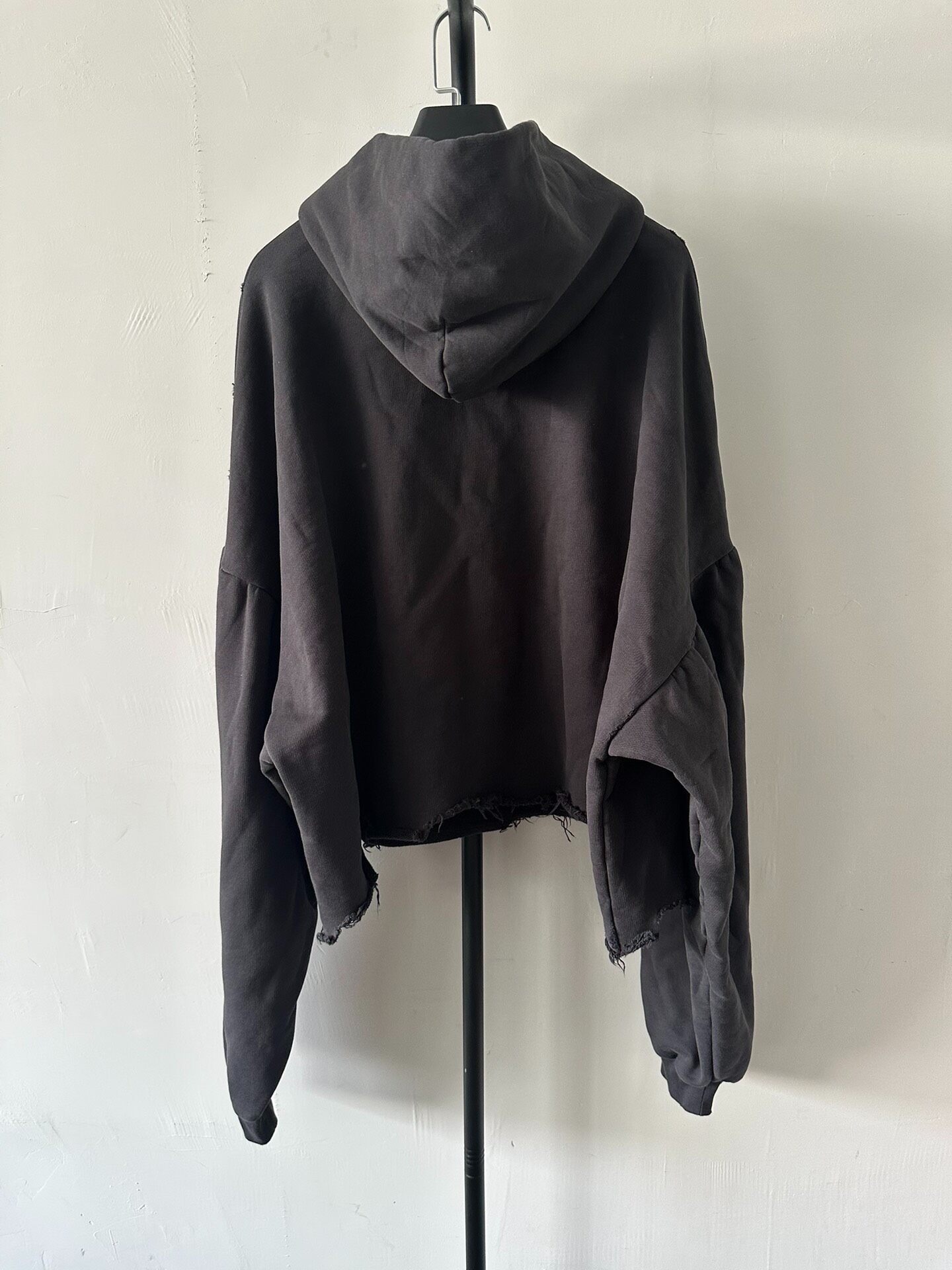 Balenciaga Black Cropped Logo Hoodie — front