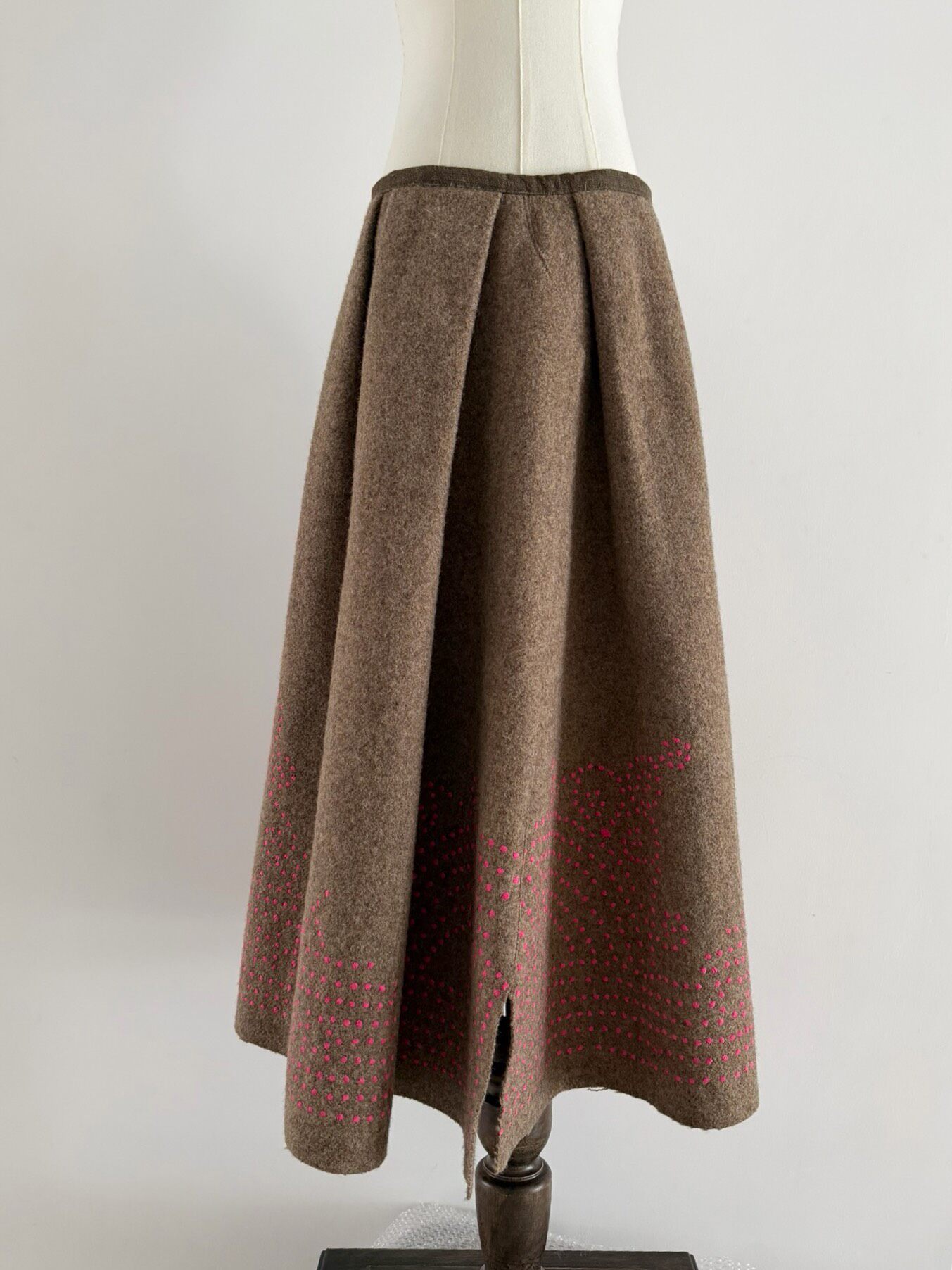 Dries Van Noten Wool Embroidered Midi Skirt