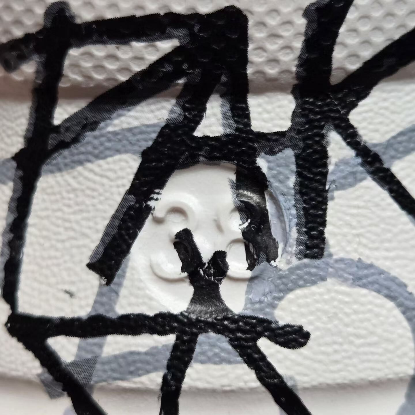 Balenciaga Black White Graffiti Platform Slides — label
